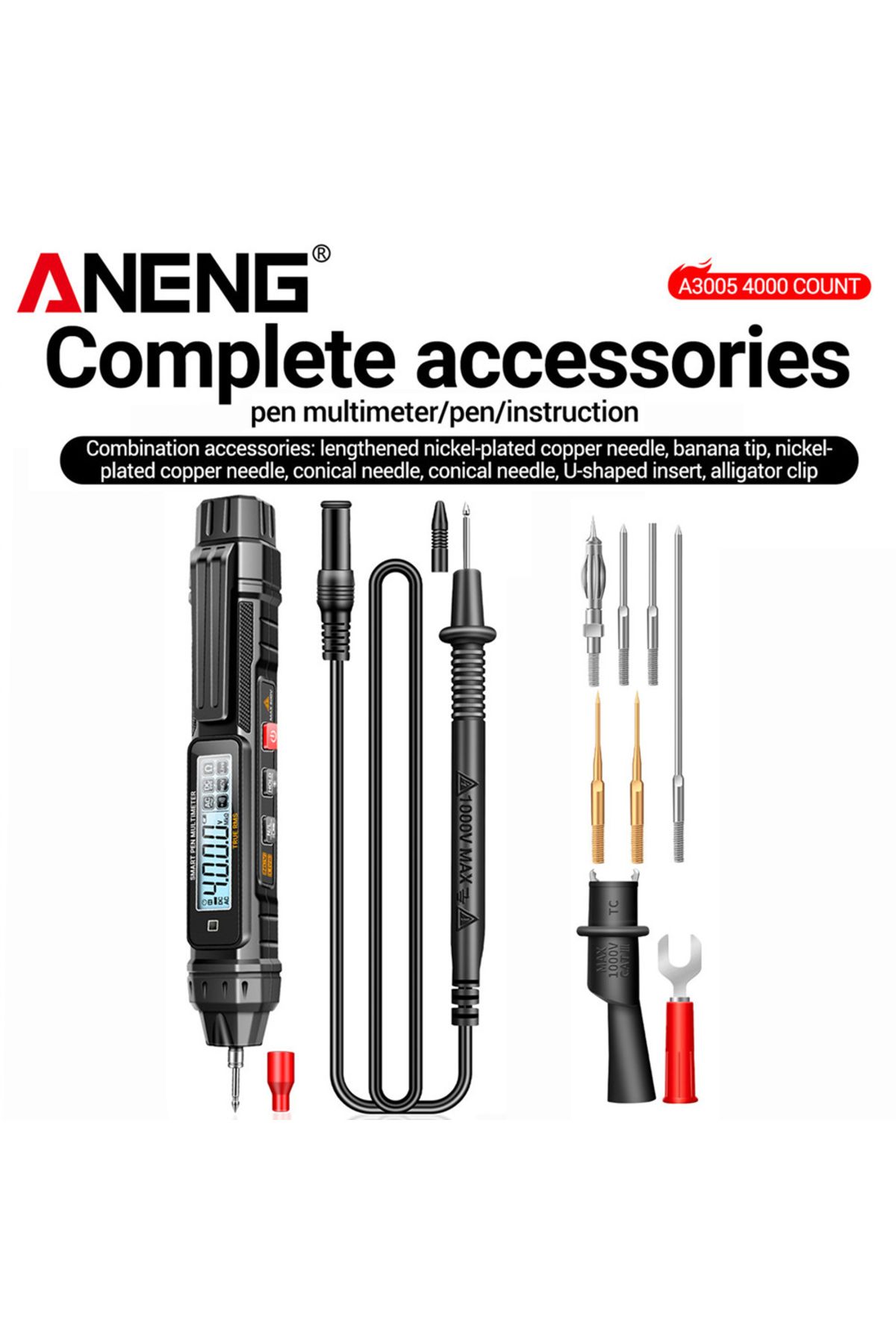 ANENG-A3005 Digital Multimeter Pen Type 4000 Counts Professional Meter Non-Contact Auto AC/DC Vol... 1