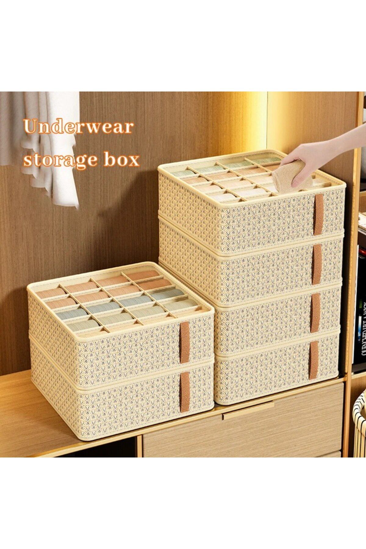 Choice-1pc Khaki/Wine Red Non Woven Multi Grid Underwear Sock Storage Box Household Wardrobe Organizatio... 5