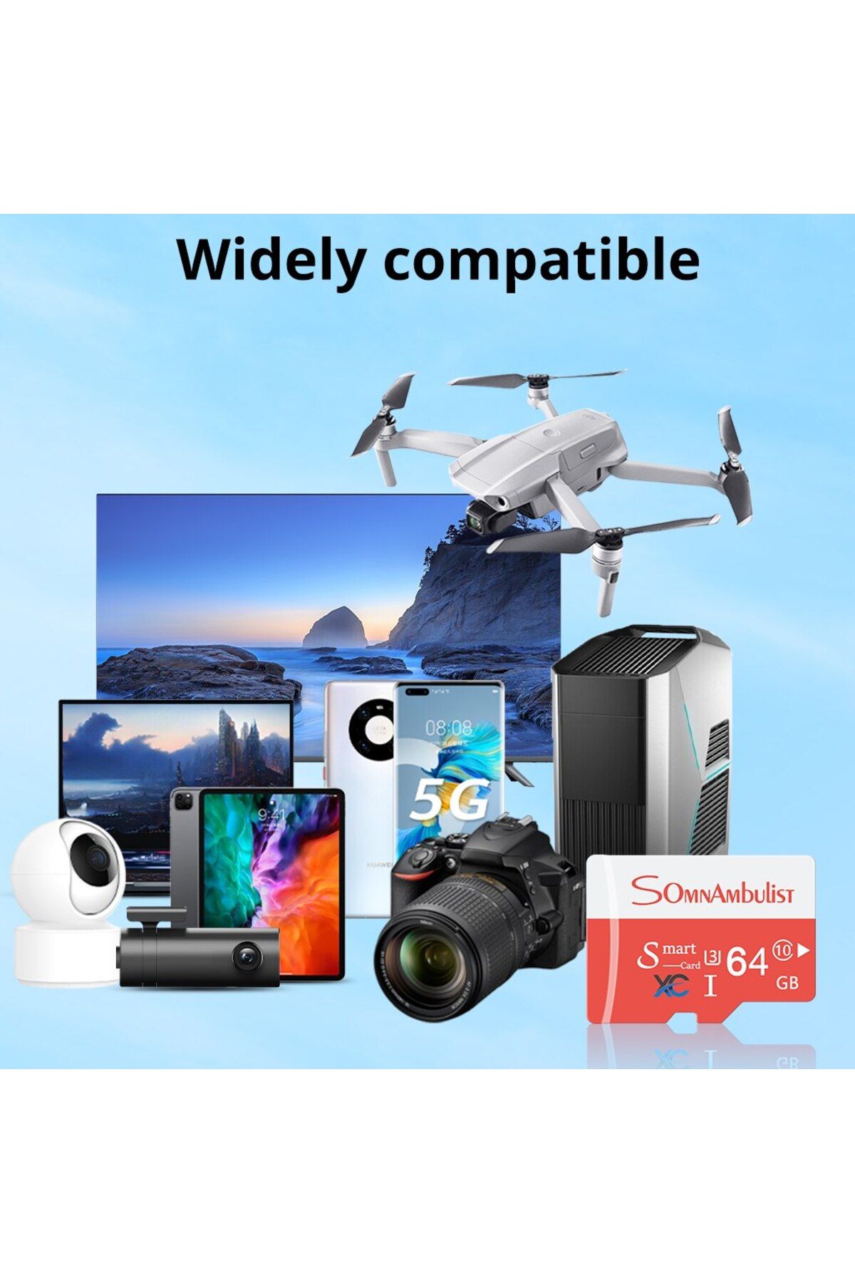 Choice-64gb Somnambulist 64gb High Speed C10 U3 Memory Card V30 For Drones Cameras Surveillance Devices Tf 3