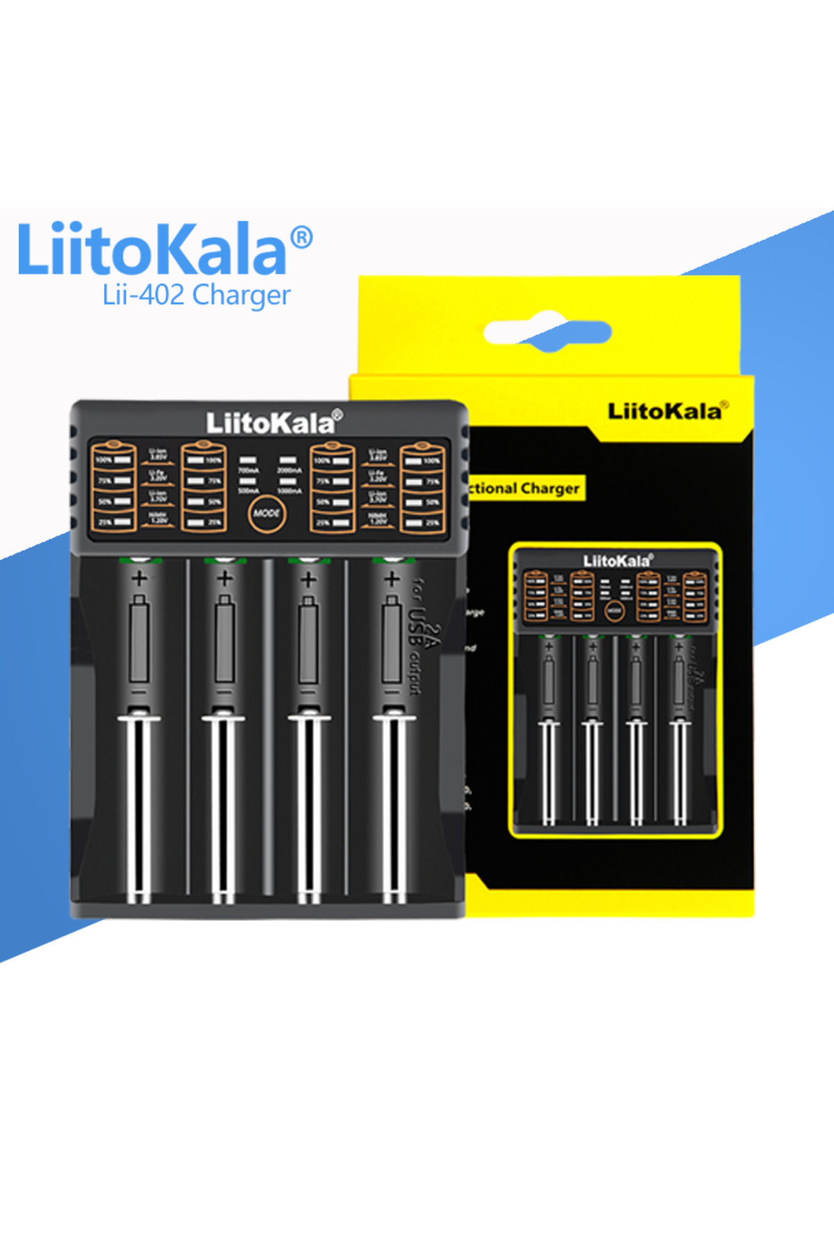 liitokala-Lii-402 18650 Smart Battery Charger 1.2v 3.7v 3.2v 3.85v For 26650 18500 18350 17500 16... 1