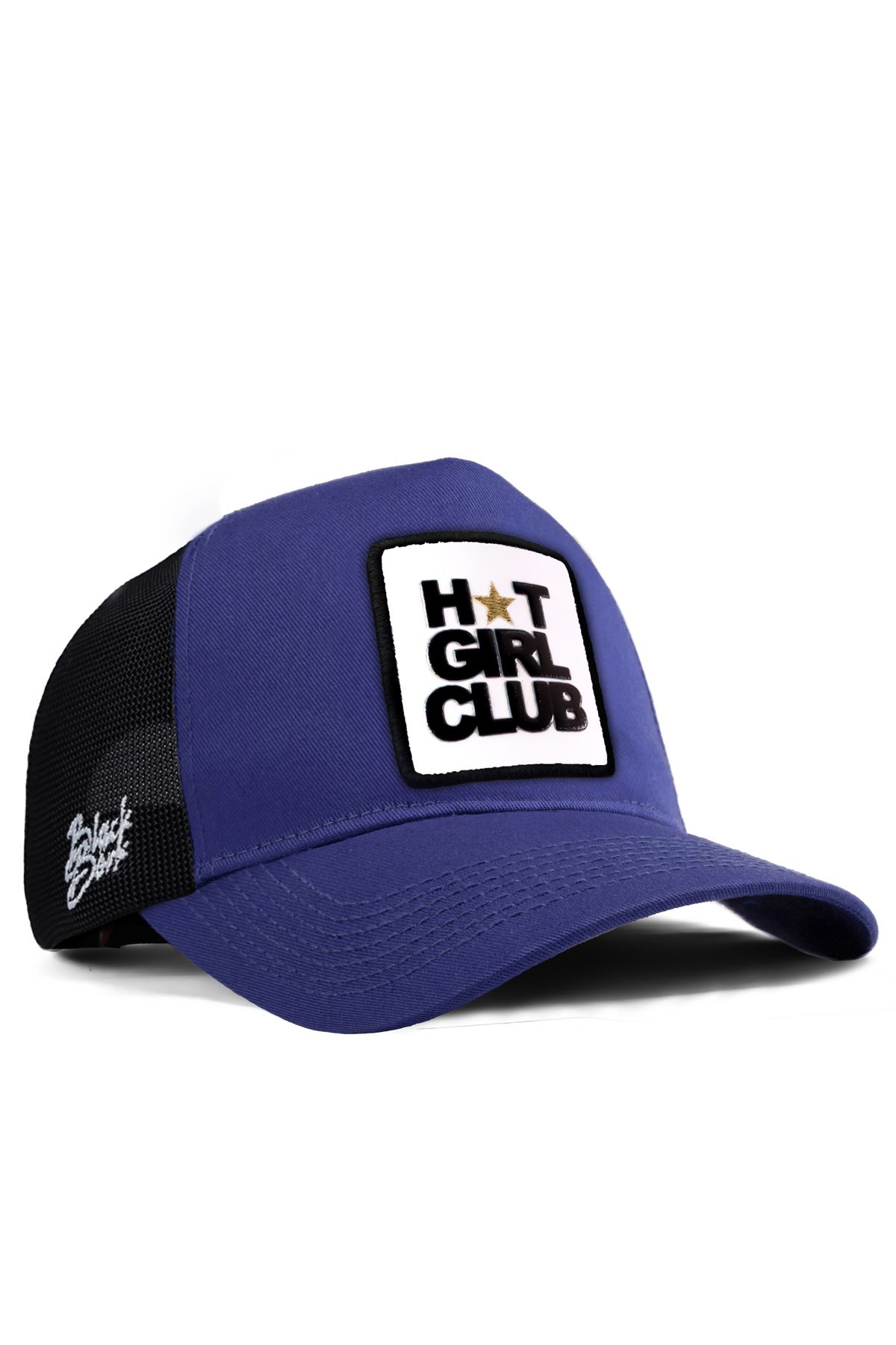 BlackBörk V1 Trucker Hot Girl Club - 1 Kod Logolu Unisex Siyah Fileli - Mavi Şapka (Cap)