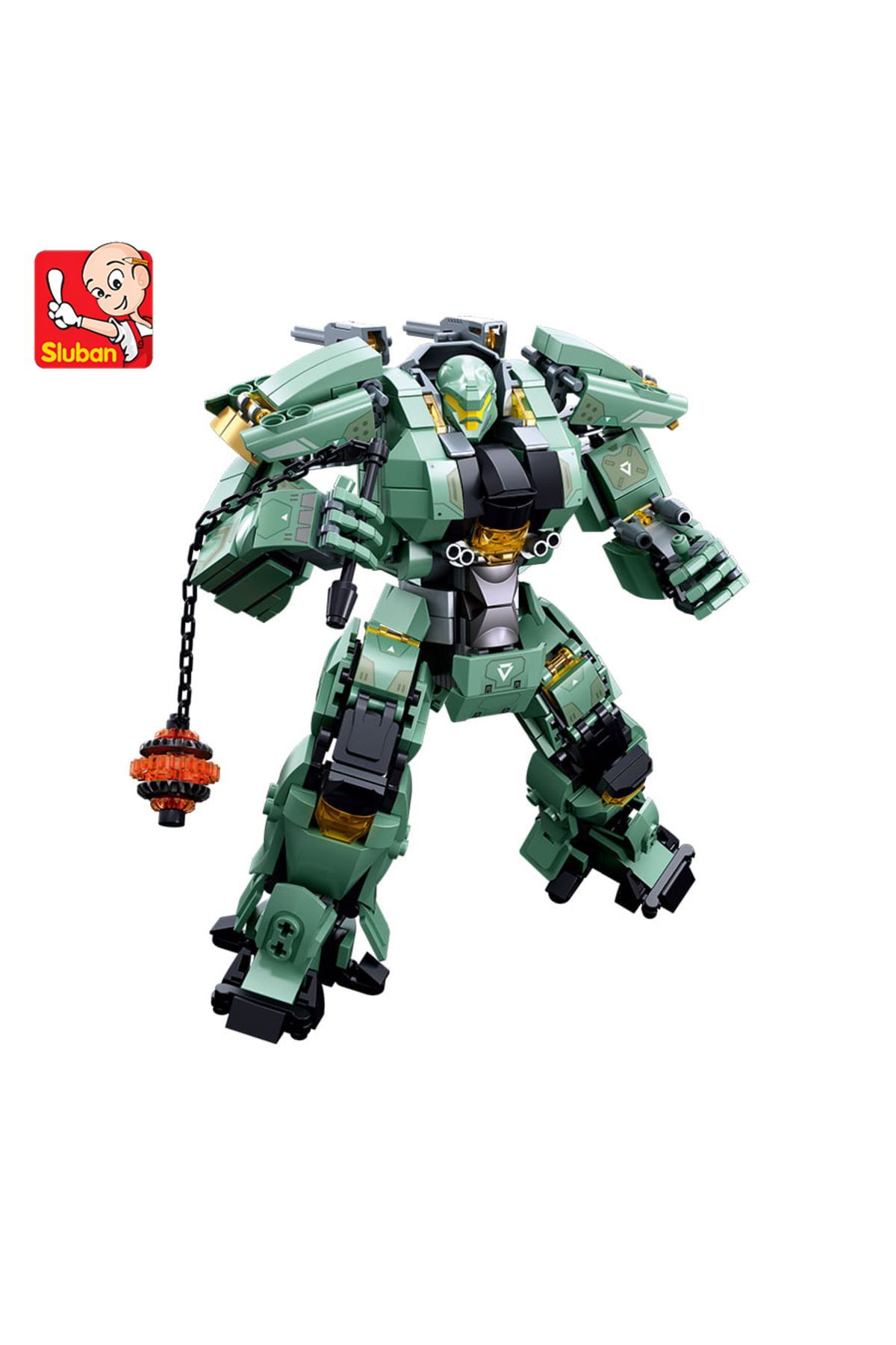 Choice-542pcs Sluban Green Warrior Robot With Chain Hammer Building Blocks Toys, Robot Battle Armor Asse... 8