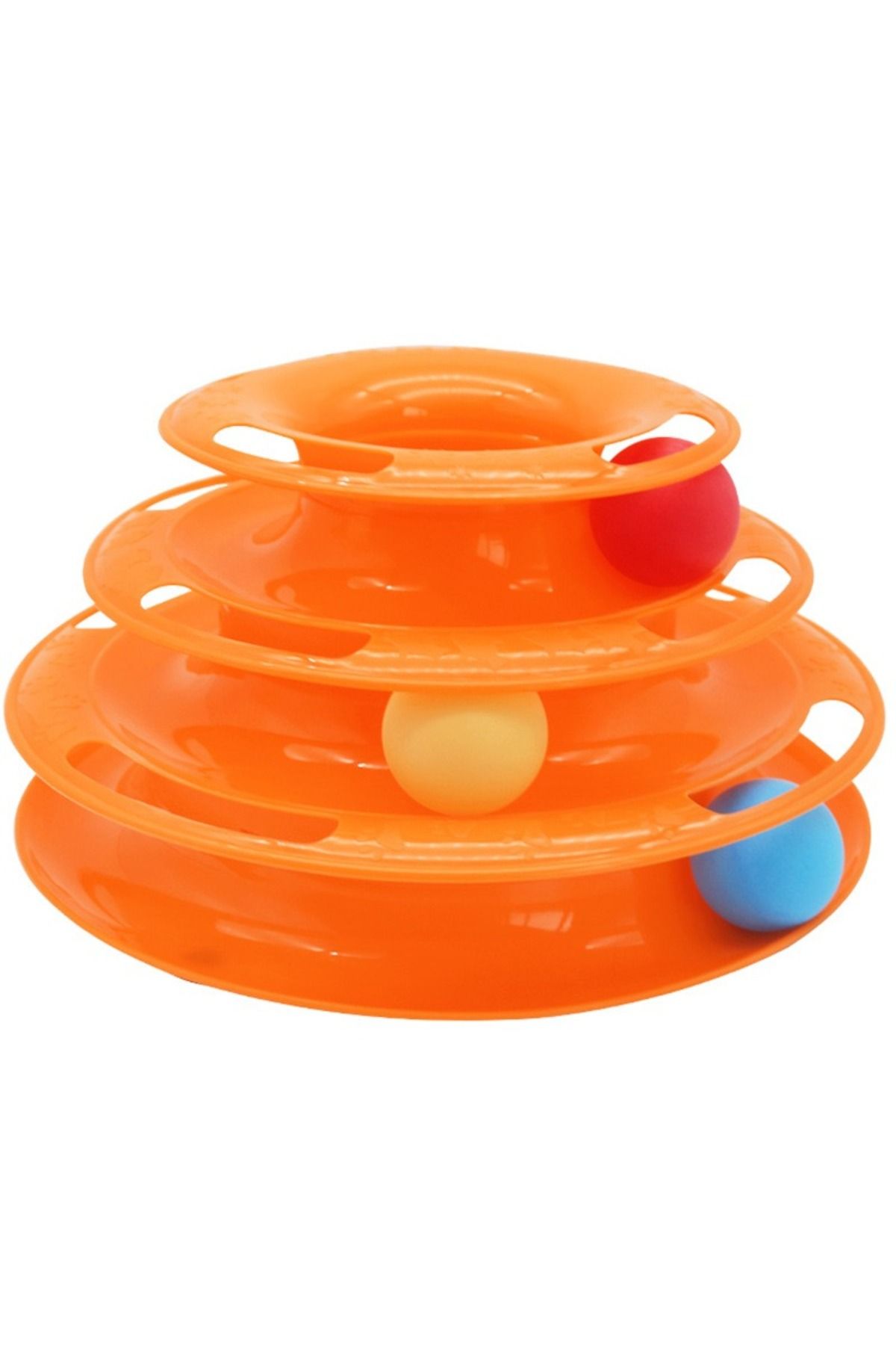 Choice-Three Layers Orange Pet Cat Toy Three-layer Ball Cat Turntable Cat Interactive Educational Track Toy 1