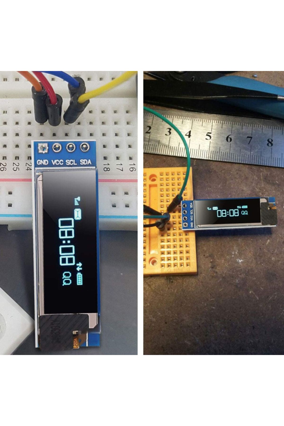 AOKIN-white I2C OLED Display Module 0.91 Inch I2C SSD1306 OLED Display Module White / BLUE I2C OLED Screen 6