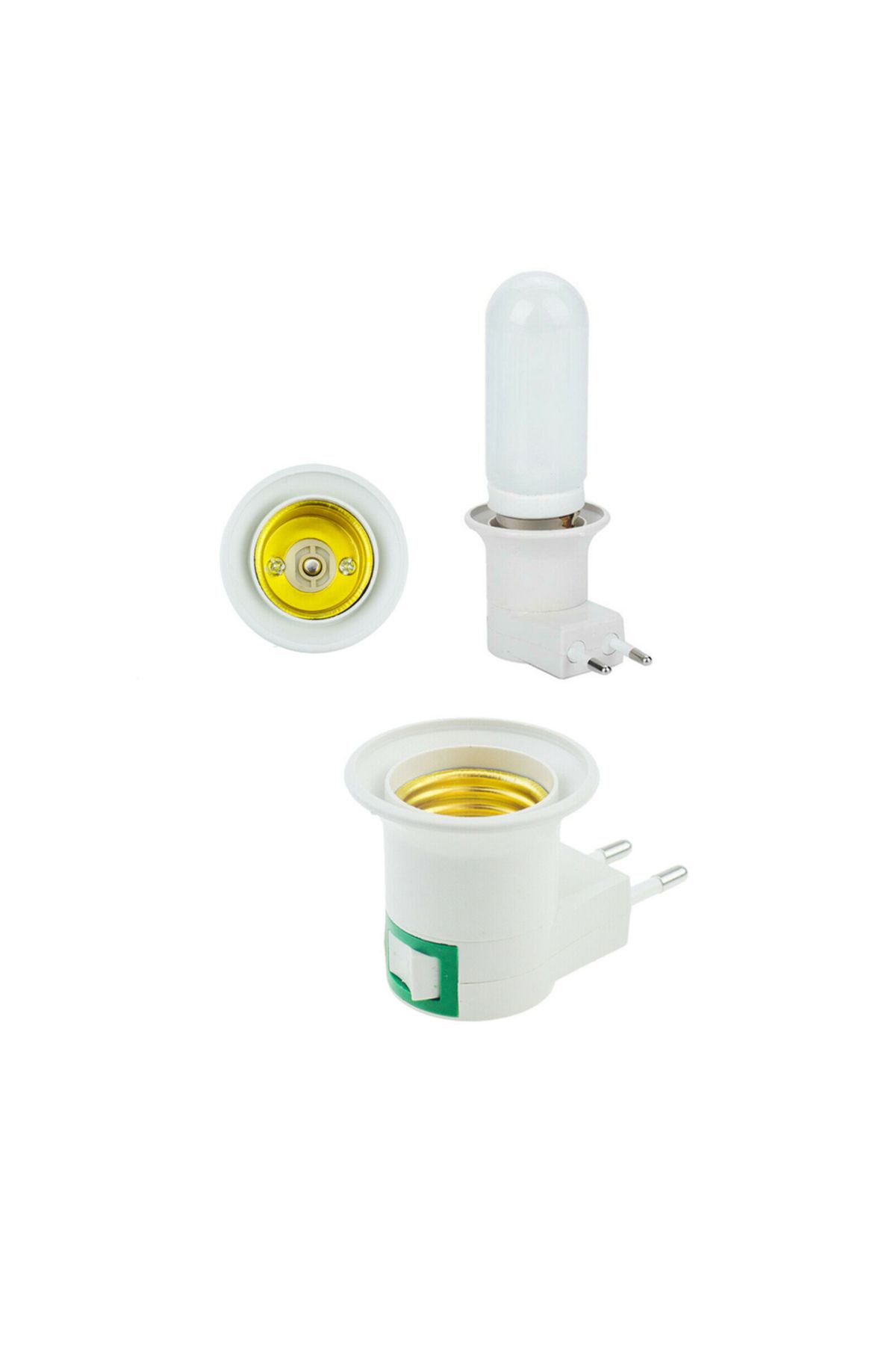 Choice-E27 LED Light Lamp Bulbs Socket Base Holder EU/US Plug Adapter ON/OFF Switch White 6