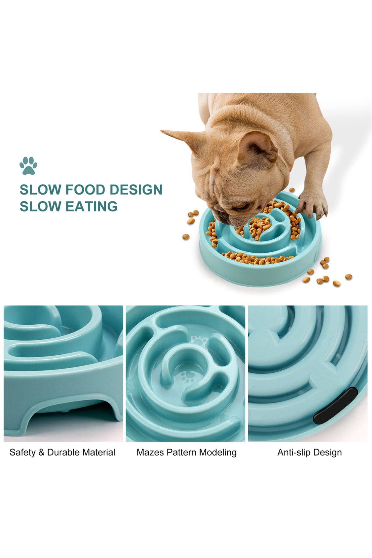 Choice-Pet Dog Slow Feeder Bowl Fun Non Slip Anti-Gulping Slower Food Feeding Dishes Eco Dog Bowl for La... 4