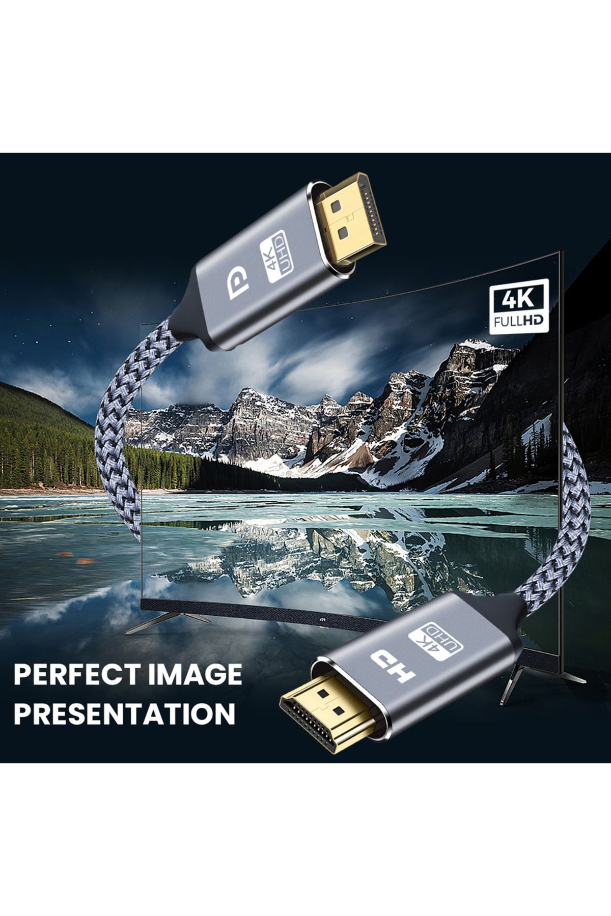NIERBO-DP to HDMI compatible Cable 4K 60Hz DisplayPort to HD Adapter Display Port Video Audio for PC HDT... 5