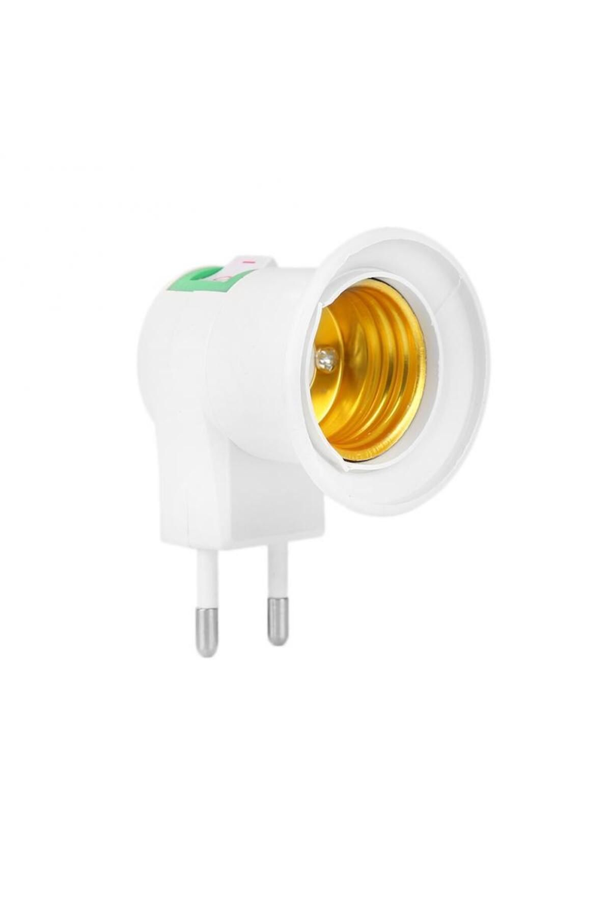 Choice-E27 LED Light Lamp Bulbs Socket Base Holder EU/US Plug Adapter ON/OFF Switch White 4