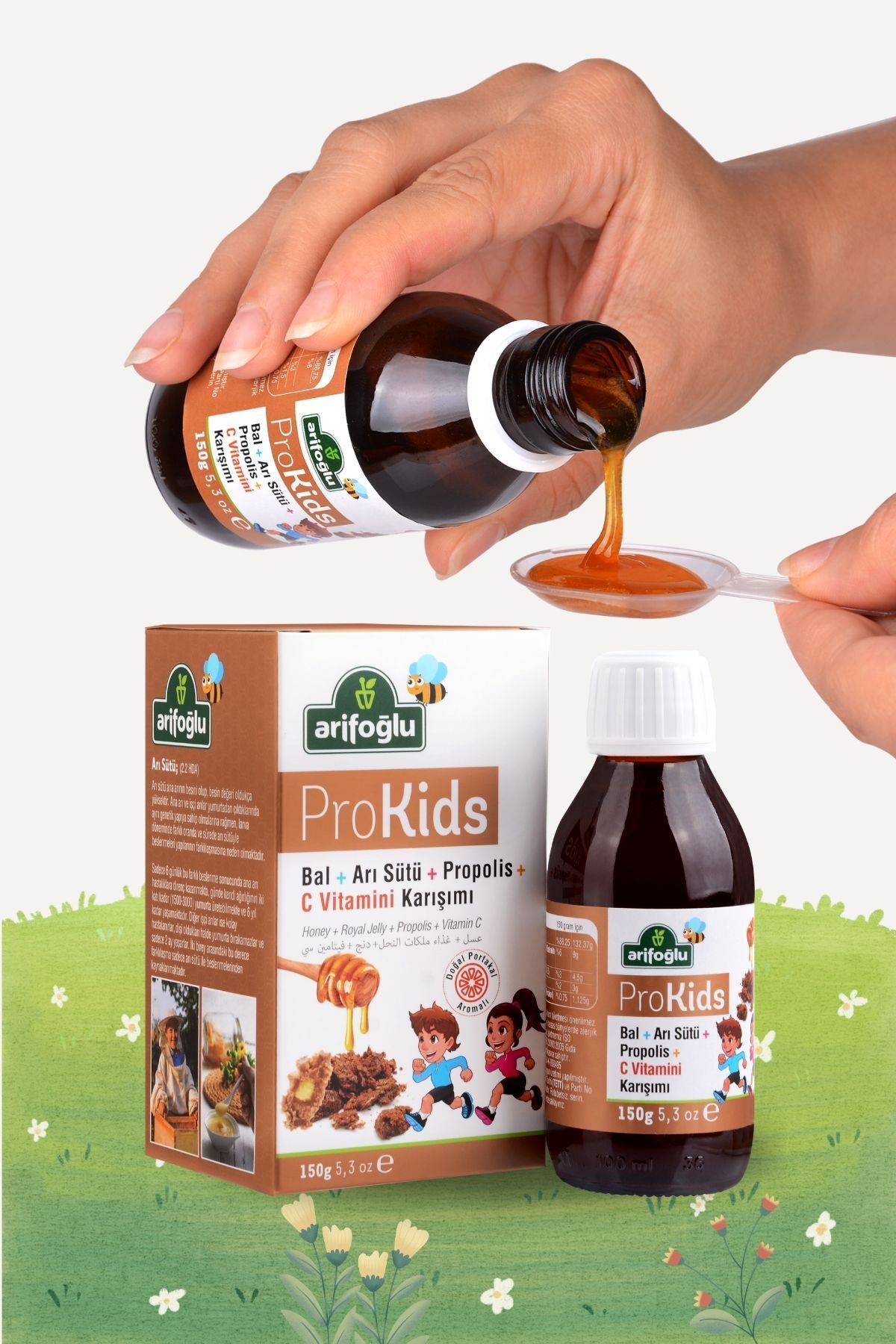 Arifoğlu ProKids Organik Bal Arı Sütü Propolis ve C Vitamini (Portakal Tadında) 150g