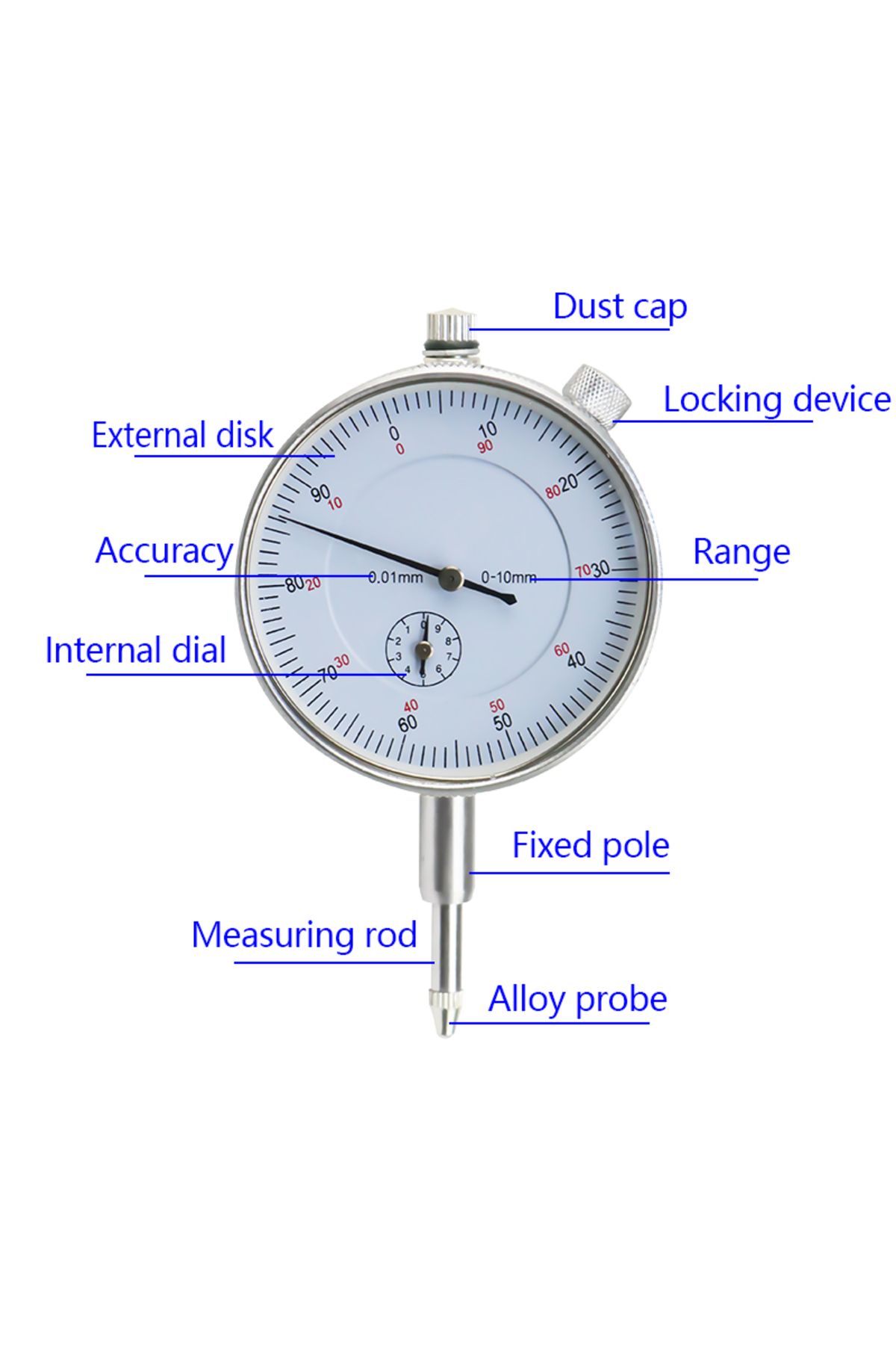 Ninth World-Precision 0.01mm Dial Indicator Gauge 0-10mm Meter Precise 0.01mm Resolution Indicator Gauge Mesu... 3