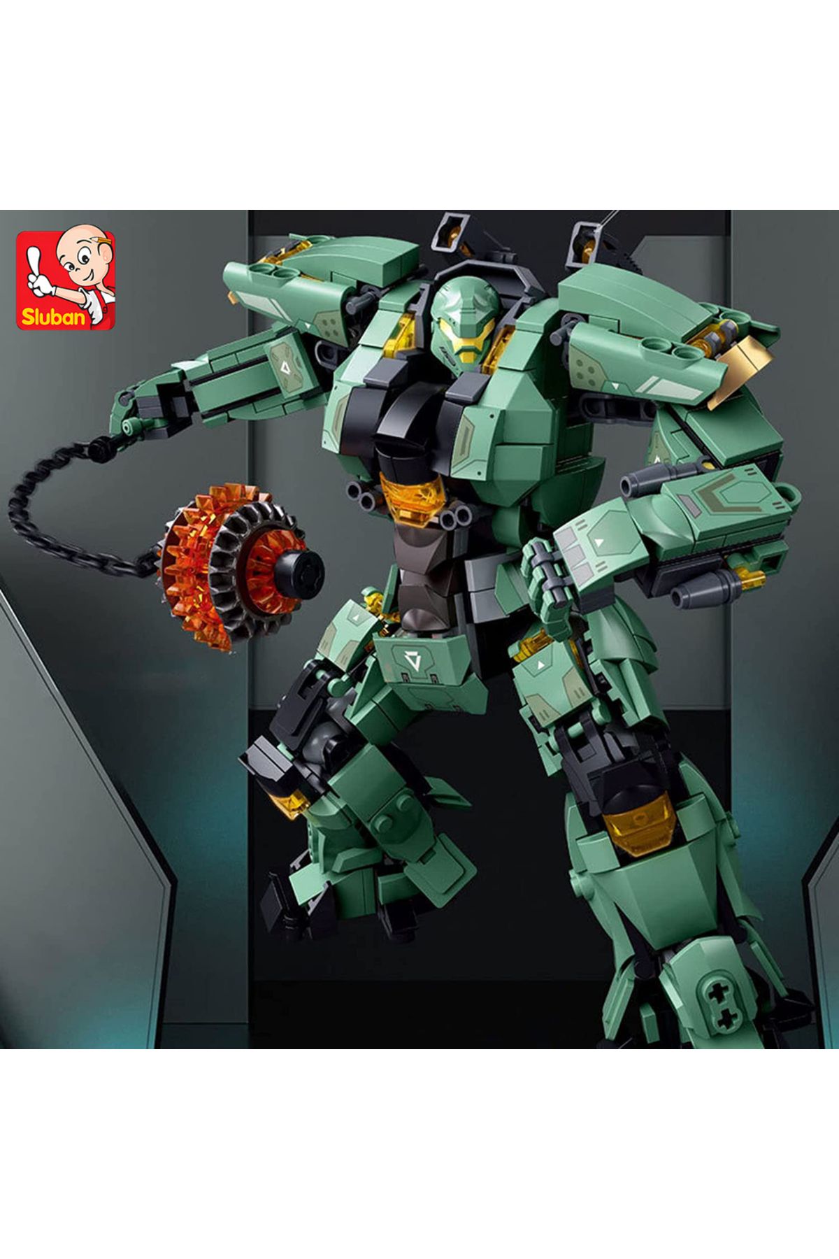 Choice-542pcs Sluban Green Warrior Robot With Chain Hammer Building Blocks Toys, Robot Battle Armor Asse... 1