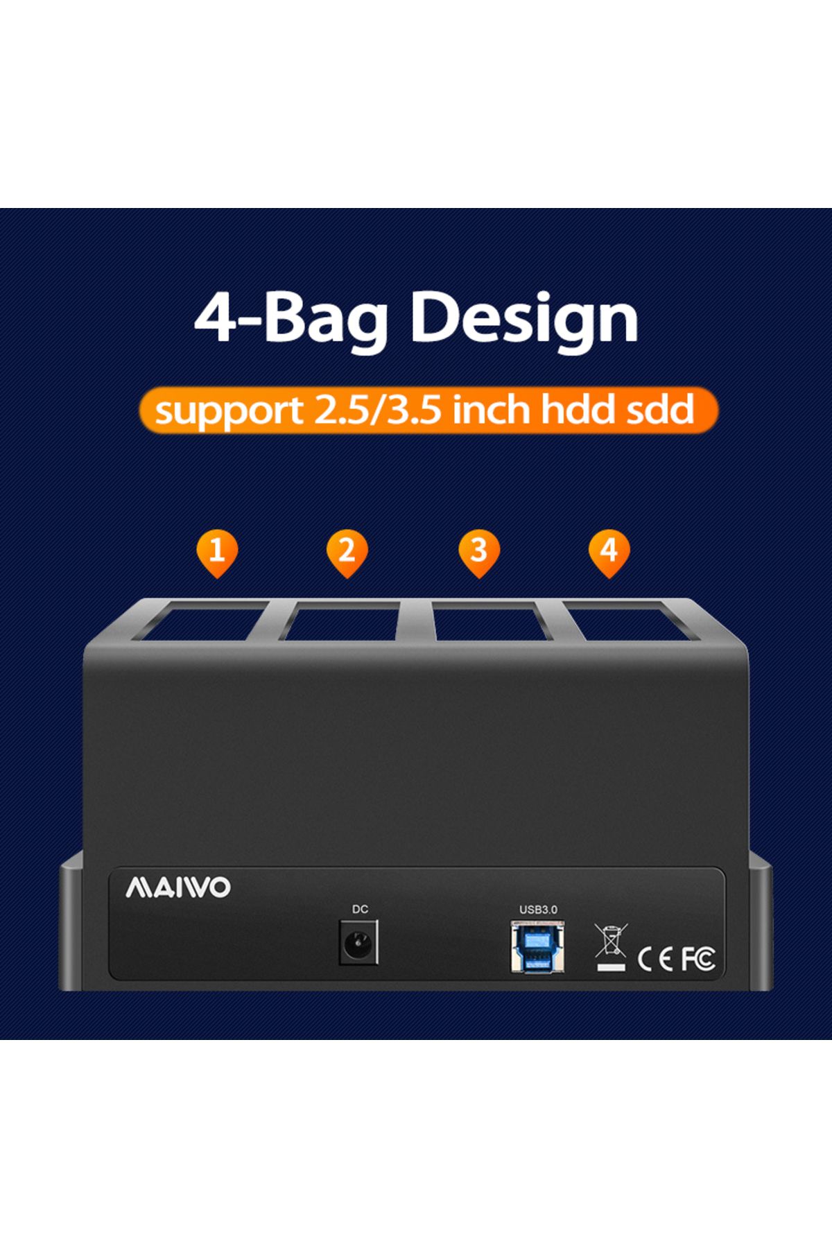 Choice-Us Plug 4 Bay Hard Drive Enclosure Sata To Usb 3.0 External Multi-bay 2.5& 3.5 Inch Hdd Sdd Docking 3