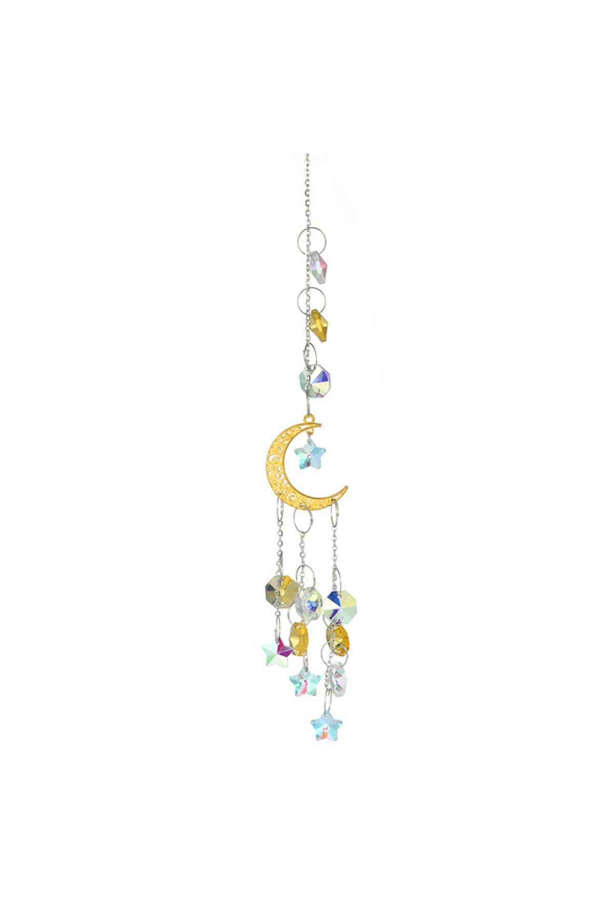 Choice-Golden Moon 1 Piece, Silver Gold Moon Pentagram, Window Garden Decoration Crystal Pendant Sunshine C 1