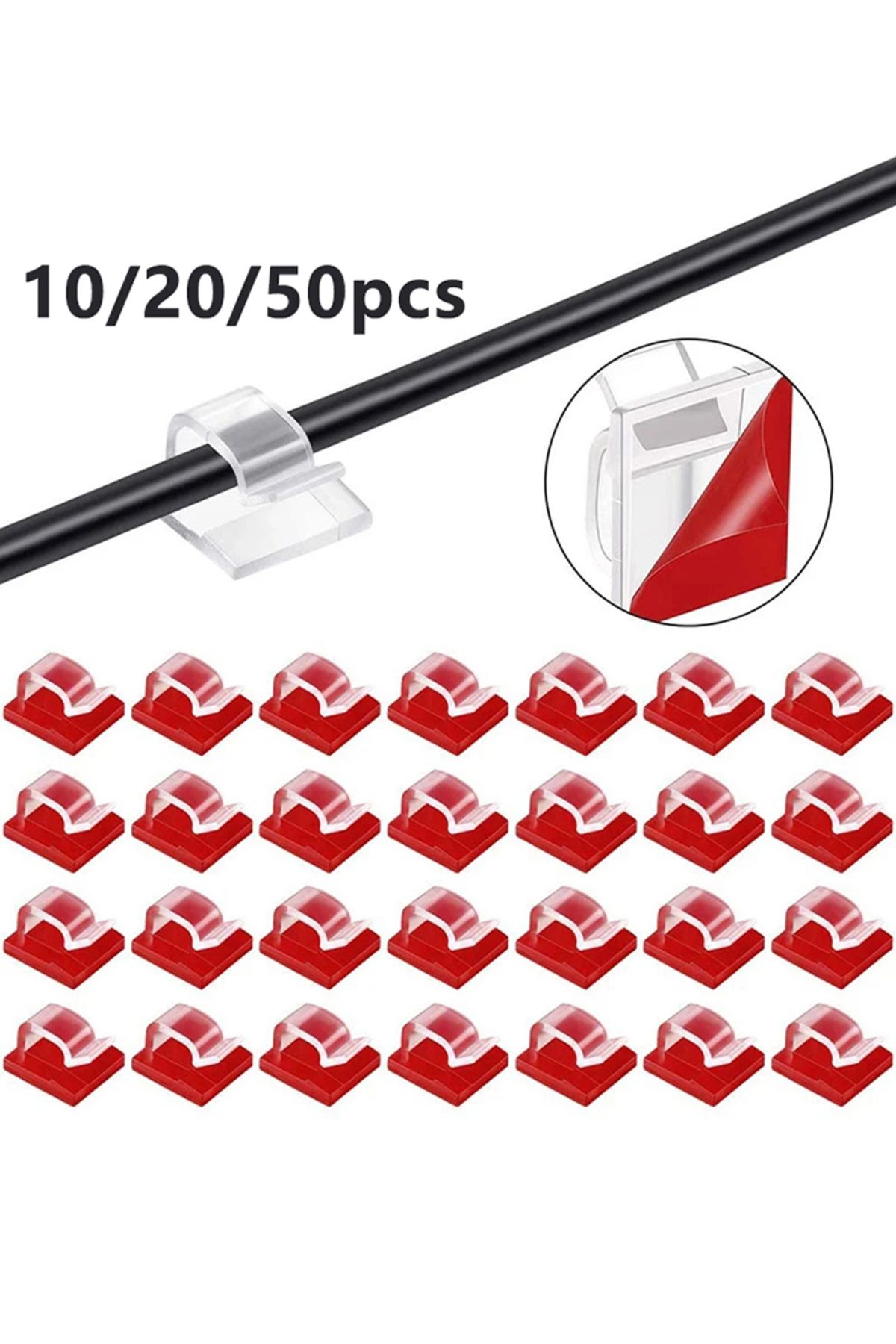 Choice-50pcs-transparent 10/20/50pcs Cable Clips Self Adhesive Cord Management Office Wire Holder Organizer 8