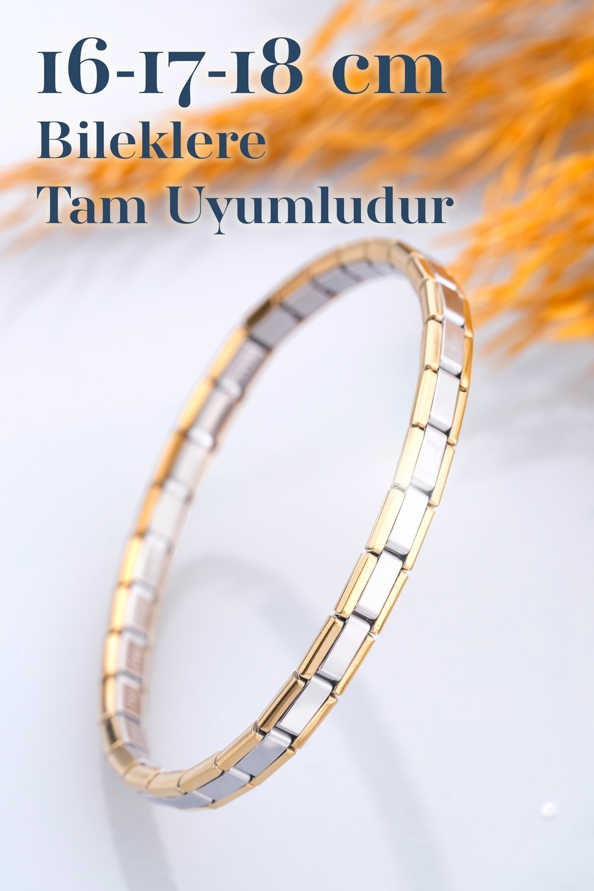 Chillin' İnce Nomi İtalyan Charm Çelik Gümüş Ve Altın Bileklik görsel 2