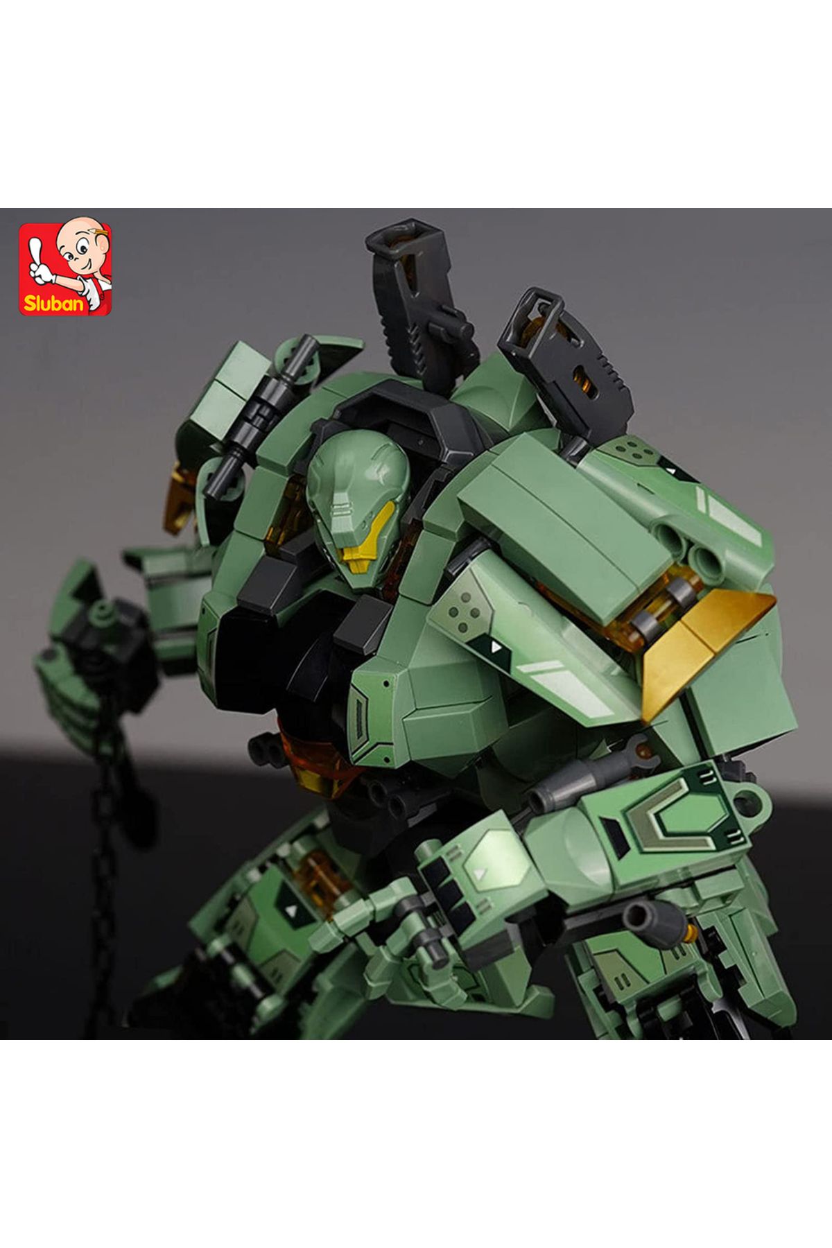 Choice-542pcs Sluban Green Warrior Robot With Chain Hammer Building Blocks Toys, Robot Battle Armor Asse... 6