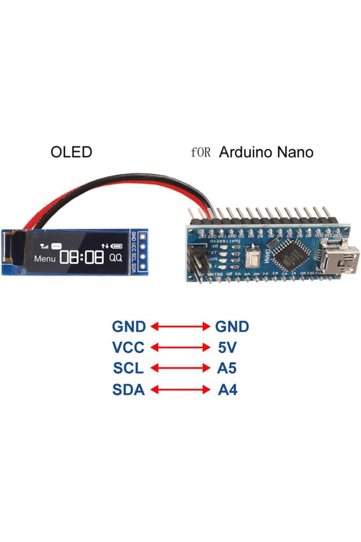 AOKIN-white I2C OLED Display Module 0.91 Inch I2C SSD1306 OLED Display Module White / BLUE I2C OLED Screen 8