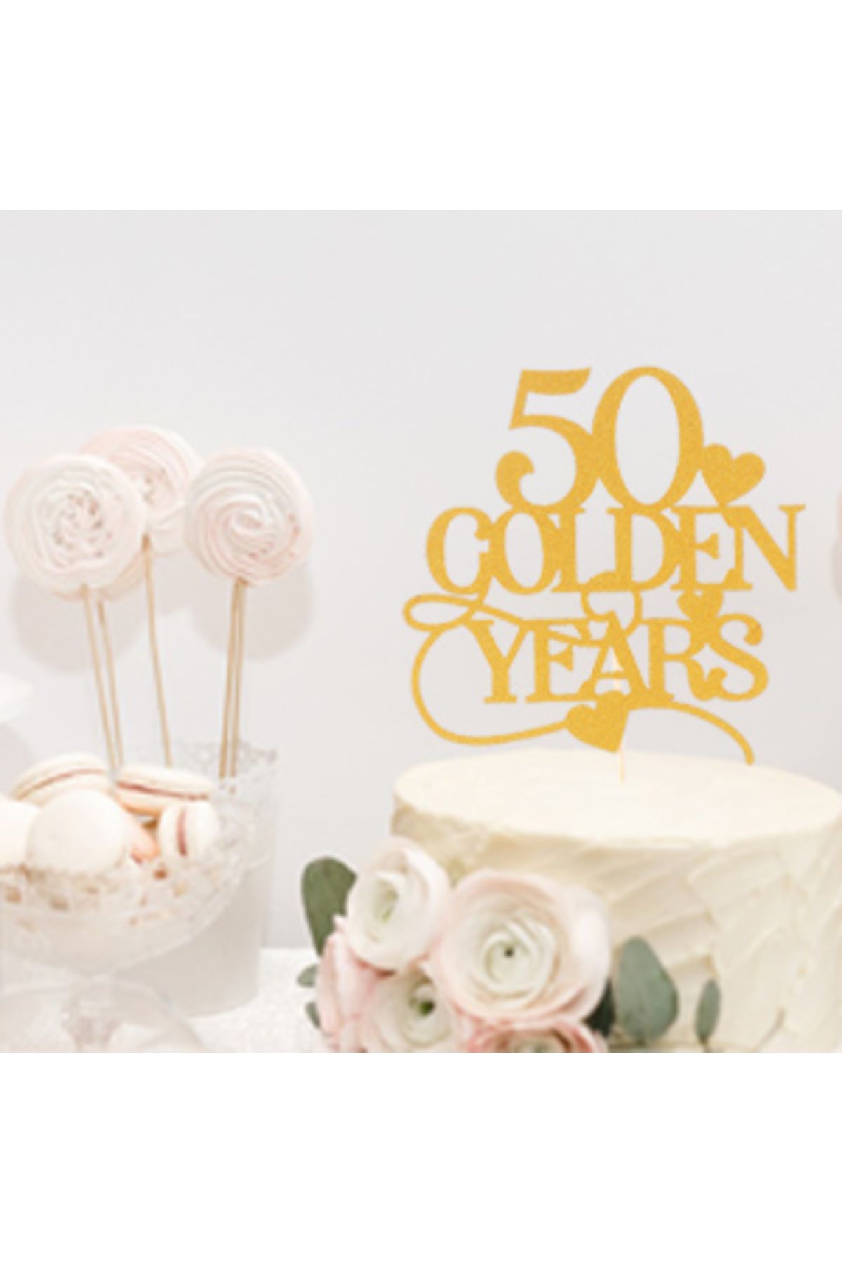 Choice-50thgold Happy 50th Birthday Cake Topper,50th Anniversary Cake Topper，gold Party Decorations 4