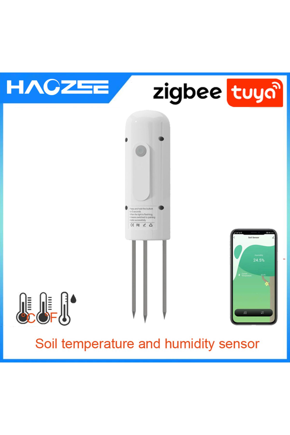 Choice-Haozee Tuya Smart Zigbee Soil Tester Temperature And Humidity Meter Waterproof Moisture Garden I... 8