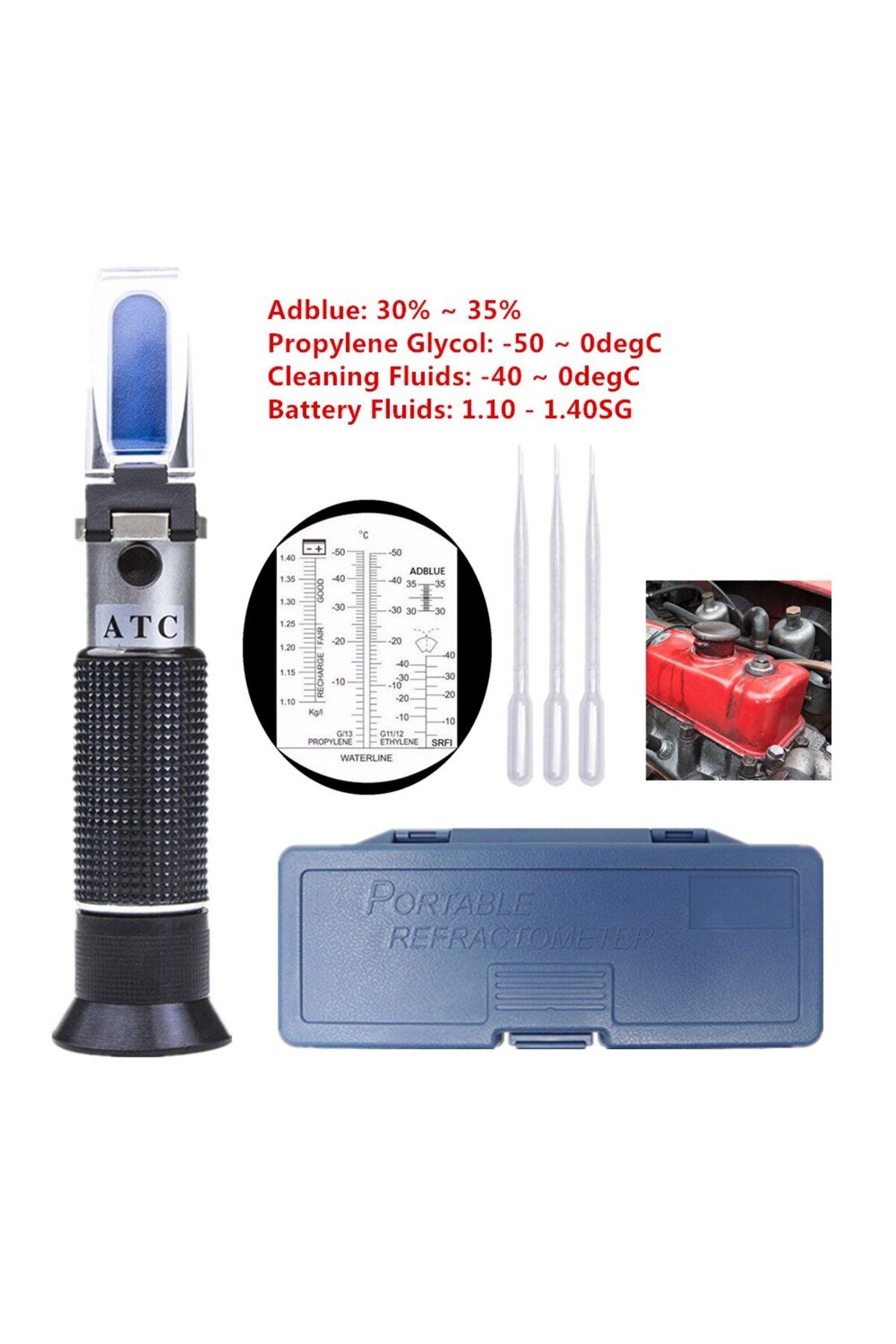 Choice-ATC Refractometro Antifreeze Freezing Point Coolant Tester Adblue Concentration Ethylene Glycol C... 2