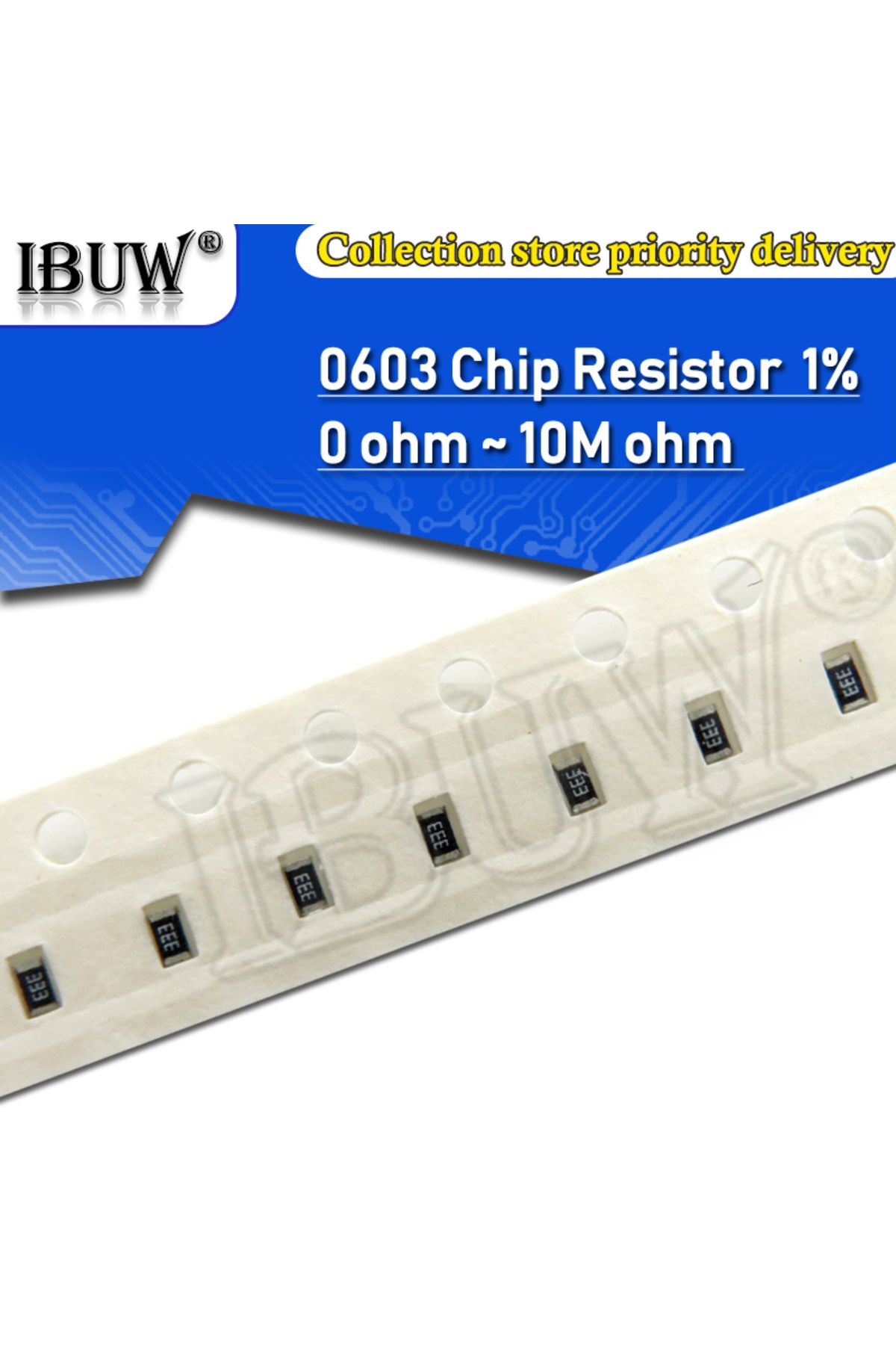IBUW-100PCS 0603 1% SMD resistor 0R ~ 10M 1/10W 0 1 10 100 150 220 330 470 ohm 1K 2.2K 10K 100K 1M 0R ... 1
