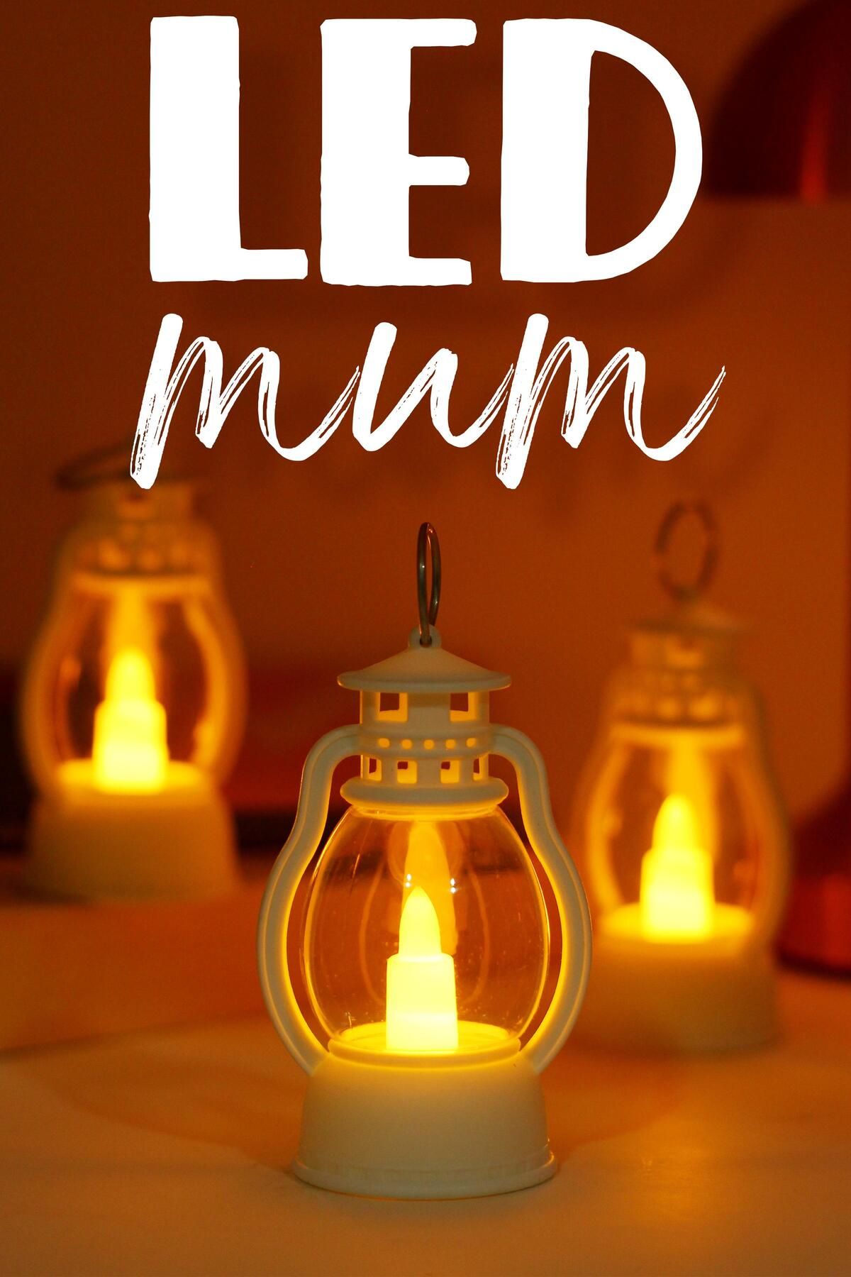 DEKORANLA 3'lü Beyaz Mini Kamp Led Mum Seti, Pil Dahil, Dekoratif ve Dumansız Işık