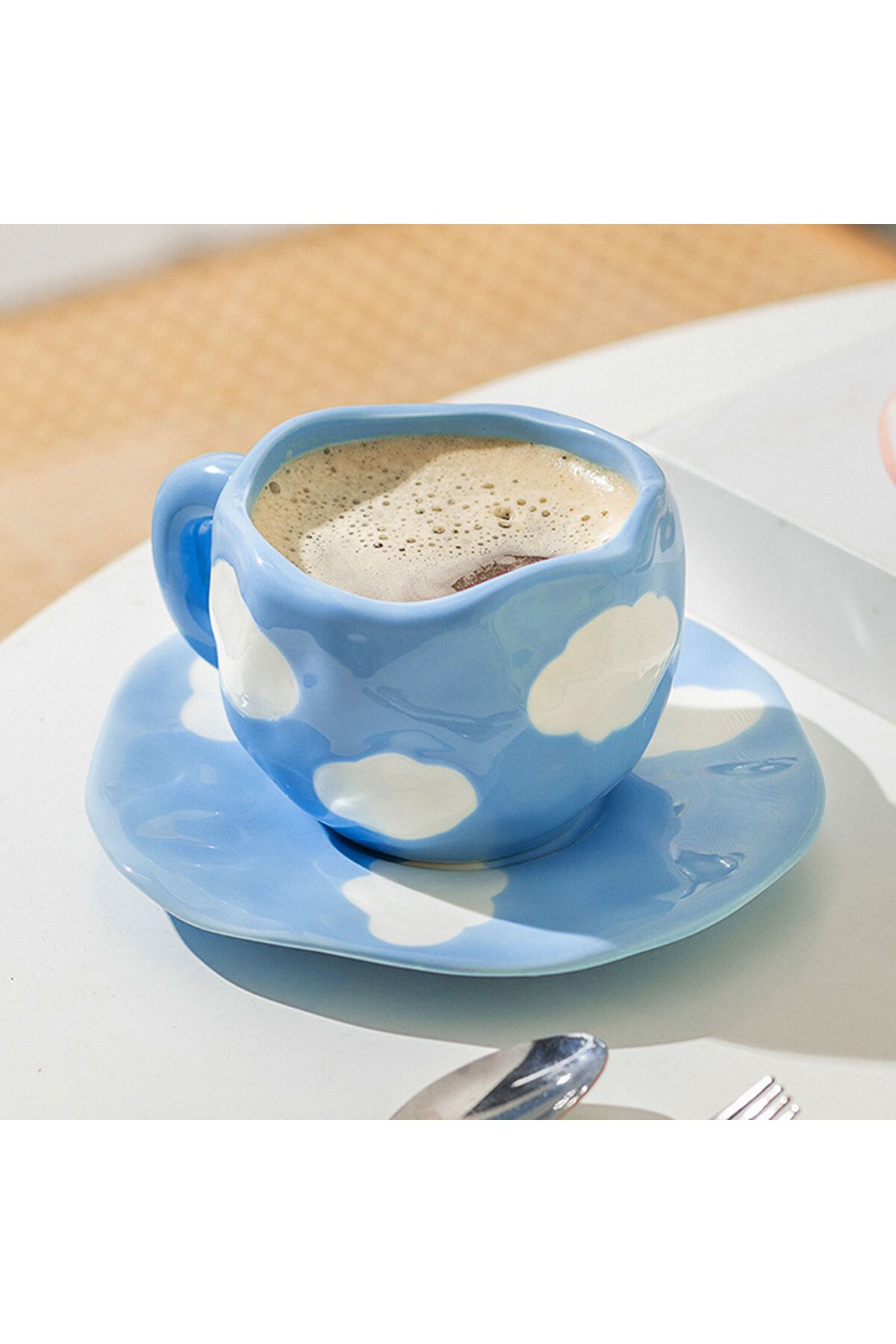 Choice-201-300ml C Hand-painted Flower Ceramic Coffee Cup Home Office Mug With Plate Spoon Breakfast Milk J 1