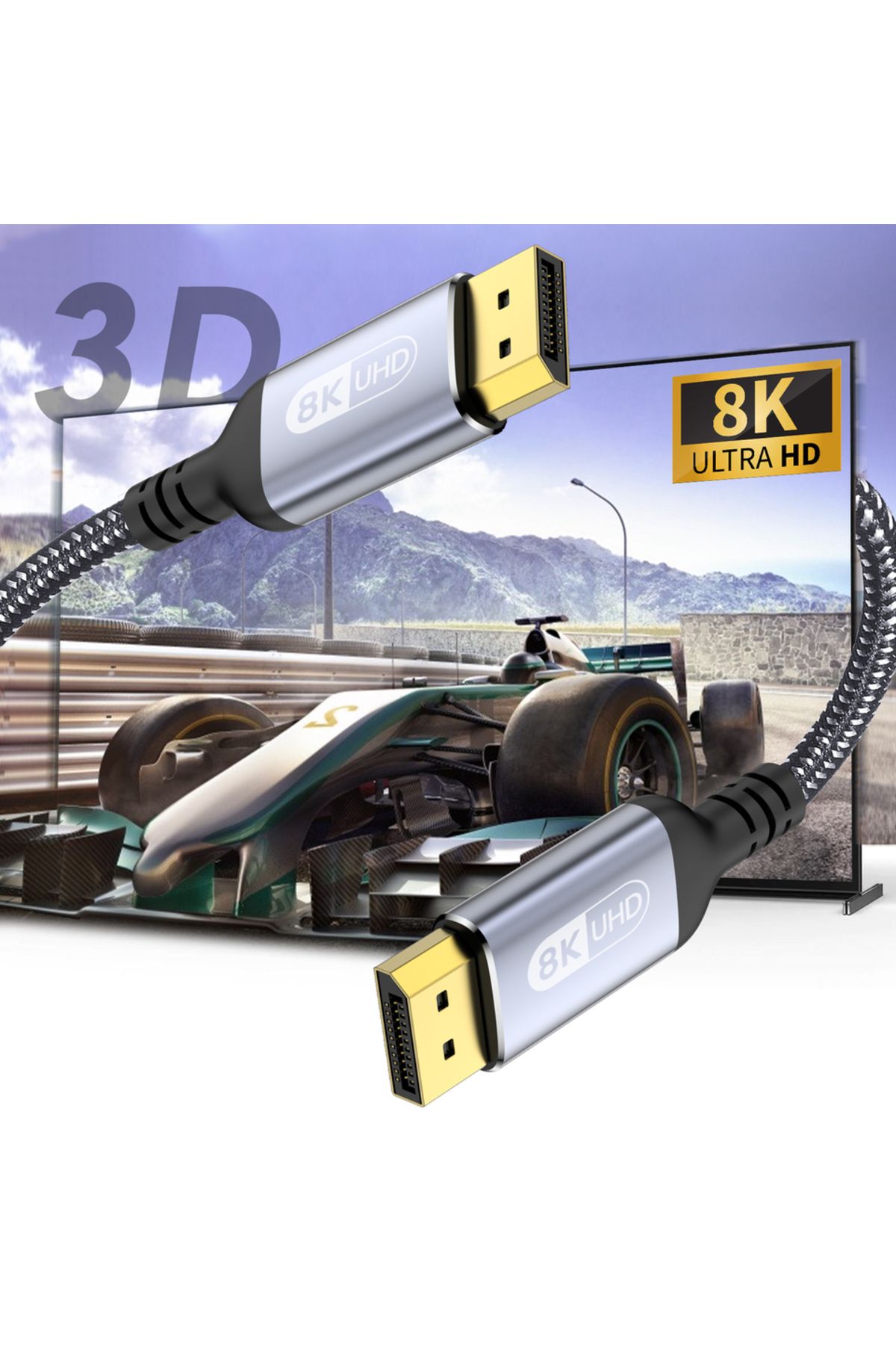 NIERBO-كابل DP 8K بطول 1 متر وكابل DisplayPort 1.4 عالي السرعة 8K@60Hz وG-Sync وFreeSync 4K@144Hz 3