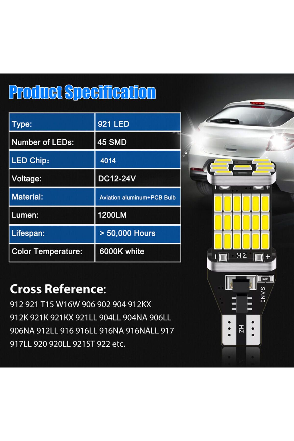 Choice-2x Signal Lamp T15 Led Super Bright W16W Led Bulbs 912 921 For Reverse Lamp Backup Parking Light ... 2