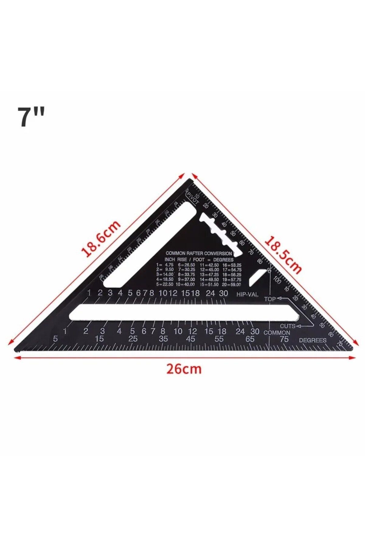 Choice-7 Inch Metric 7'' /12" Rafter Square Carpenter Measuring Layout Tool Alloy Metal Triangle Ruler Prot 1