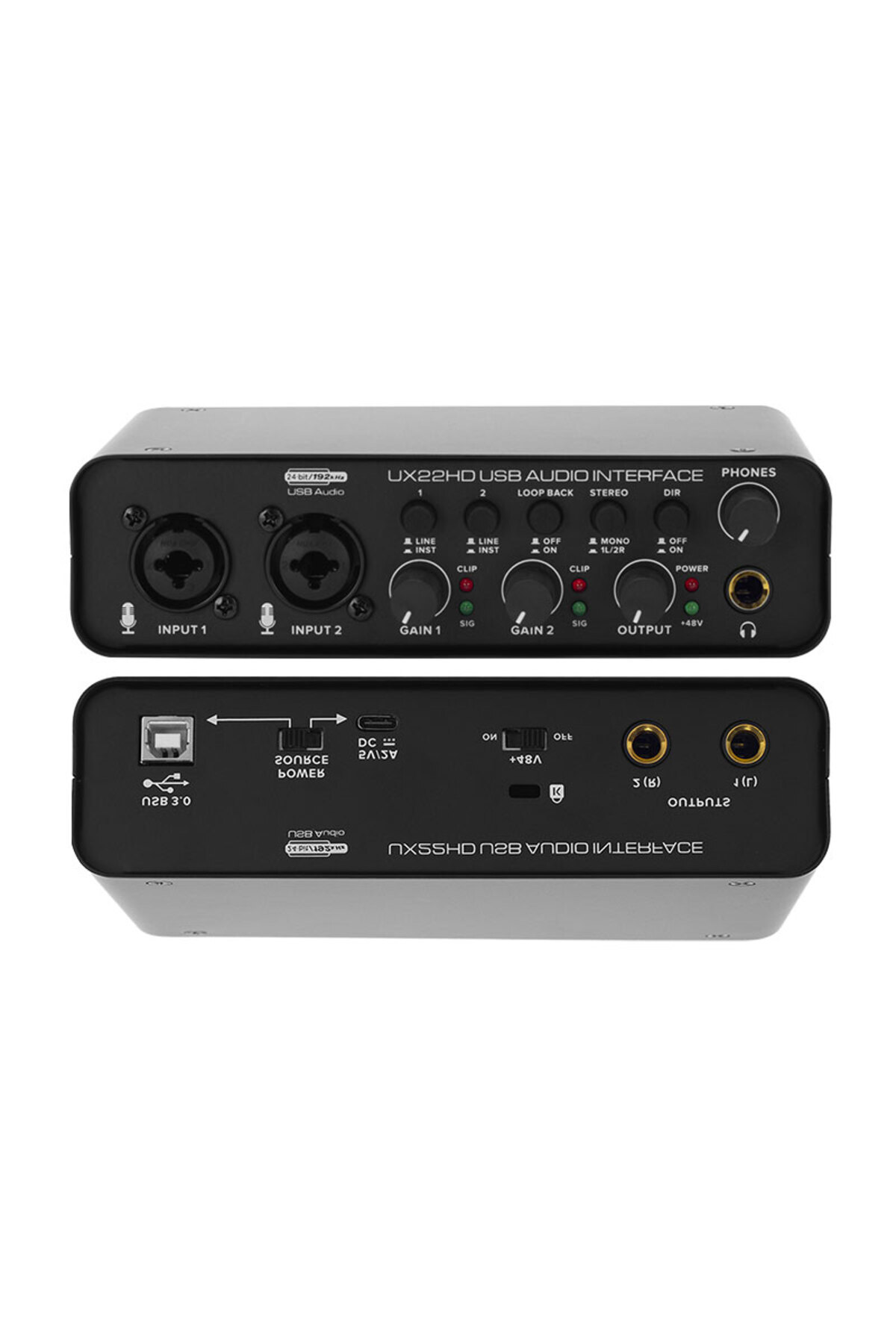 YOMI-UX22 UX22 Audio Interface Sound Card 32-bit/192KHz AD Converter, Electric Guitar Live Recording Prof 1
