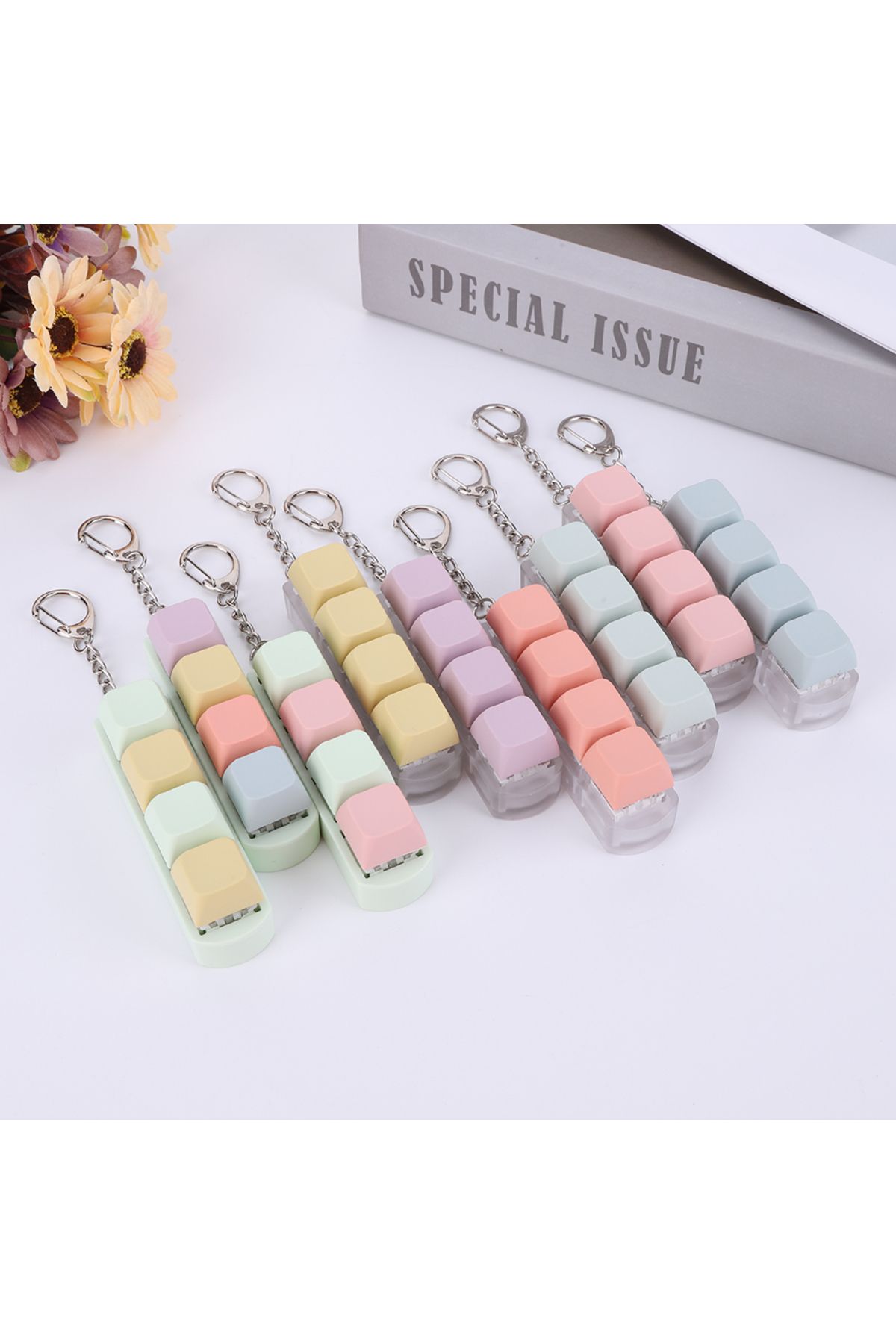 APWIKOGER-Button Keycap Fidget Keychain 4 Keys Keyboard Decompression Toys DIY Keyboard Keychain Toys for A... 4
