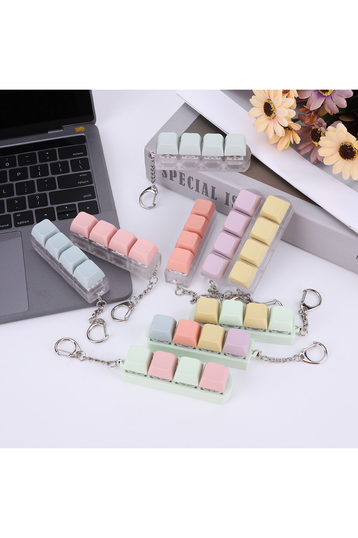 APWIKOGER-Button Keycap Fidget Keychain 4 Keys Keyboard Decompression Toys DIY Keyboard Keychain Toys for A... 5