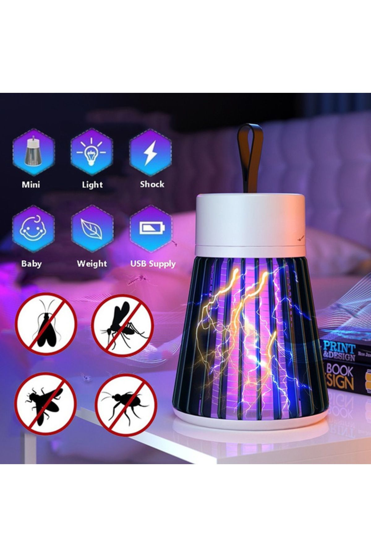 HAOYUNMA-UV Mosquito Lamp USB Charge Anti Mosquito Lamp Pest Control Lamp(No Battery) 3