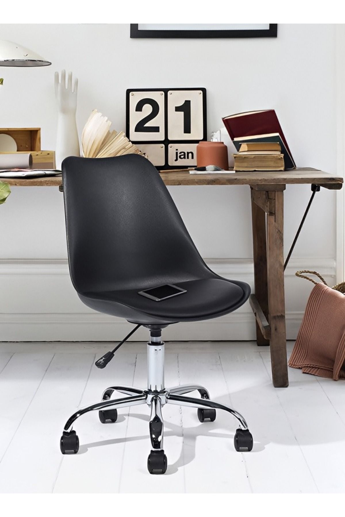 Taimi-Ergonomic Office Chair And 360 Degree Swivel Back With Adjustable Height Black 5