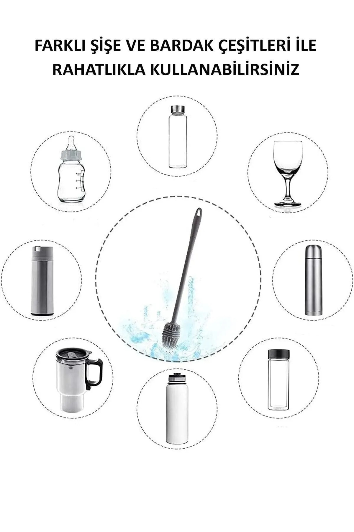 poswicon Biberon Temizleyici Silikon Fırça Termos Sürahi Yağ Şişe Temizleme Fırçası Cam Şişe Yıkama Fırçası fotoğrafı 3 (önizleme)