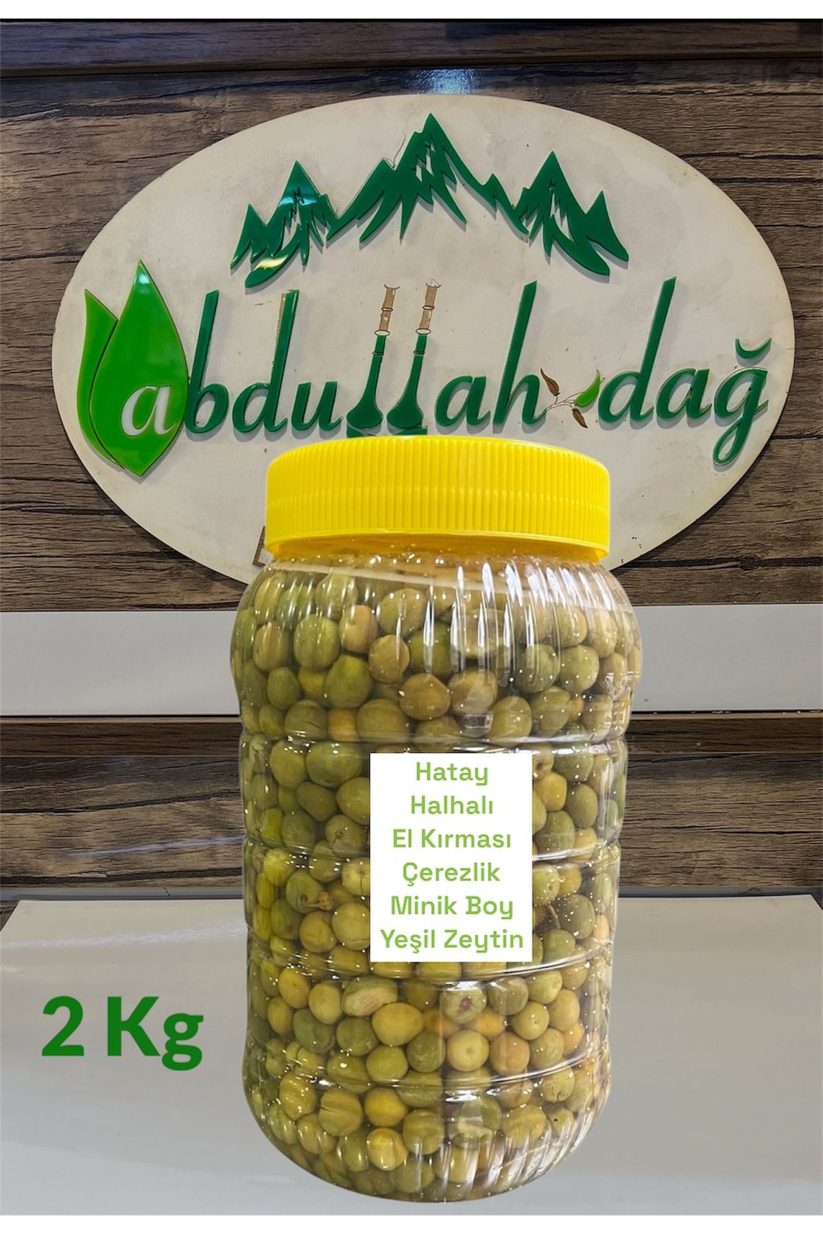 ABDULLAH DAĞ Hatay Yöresel Halhalı Küçük Minik Boy Çerezlik Yeşil Zeytin 2 Kg Bidon - 3 Litre