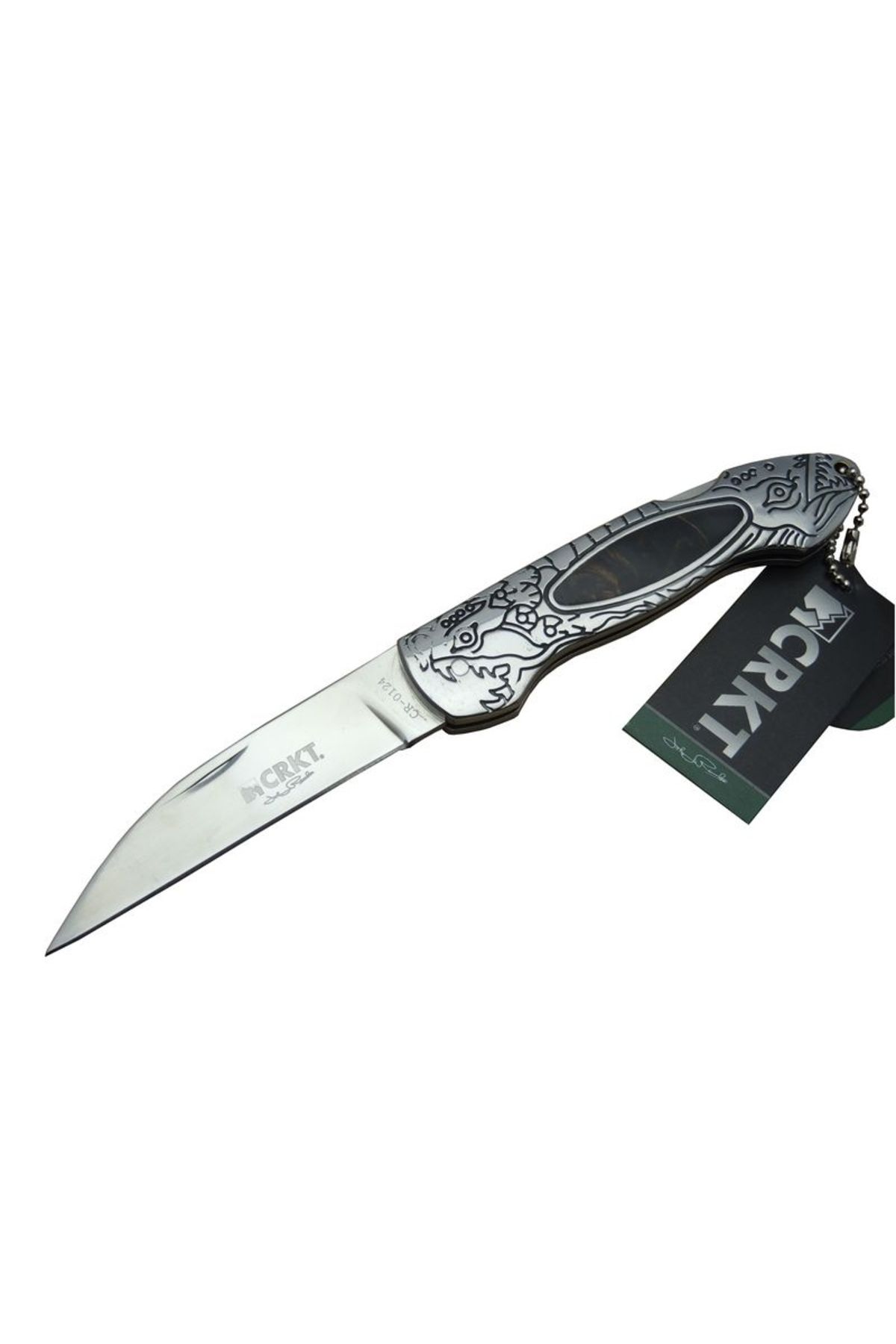 Skygo CRKT CR 0124 Kamp Çakı 20 cm - Metal Desenli Sap, Kılıflı, Kutulu