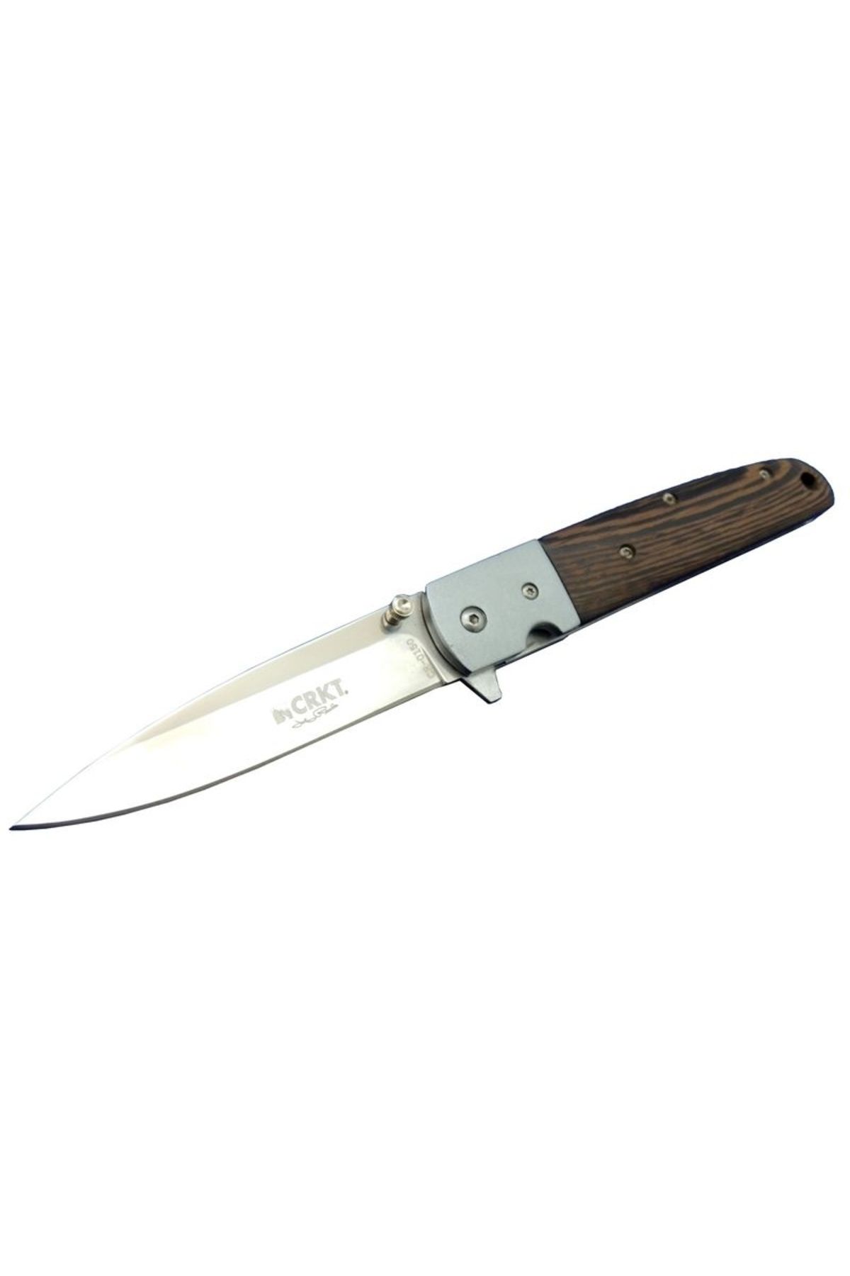Skygo CRKT CR 0150 Kamp Çakı 20,5 cm - Ahşap Saplı, Yarım Otomatik, Kılıflı, Kutulu