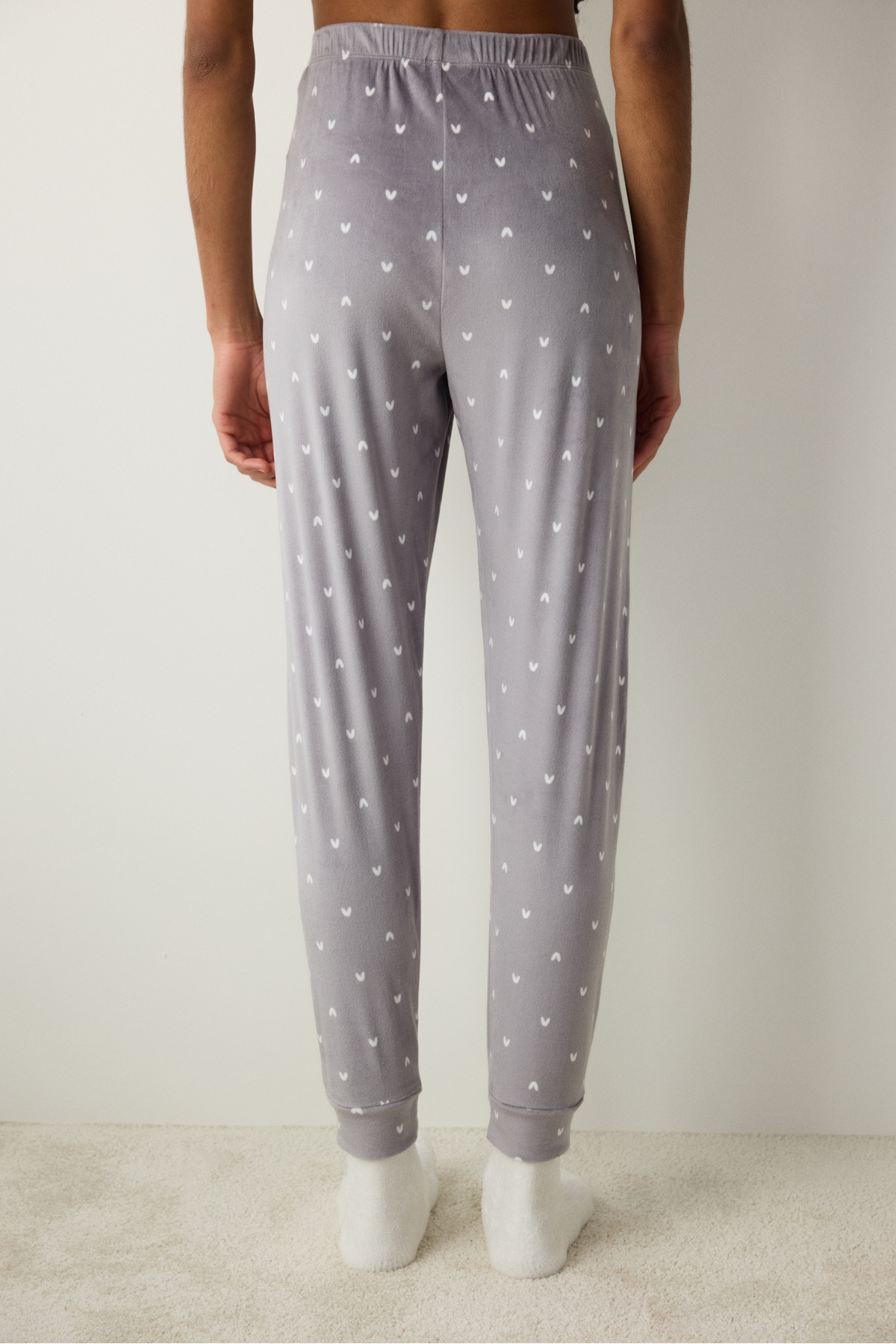 Penti-Tiny Hearts Fuzzy Dark Gray Pants Pajama Bottoms 2