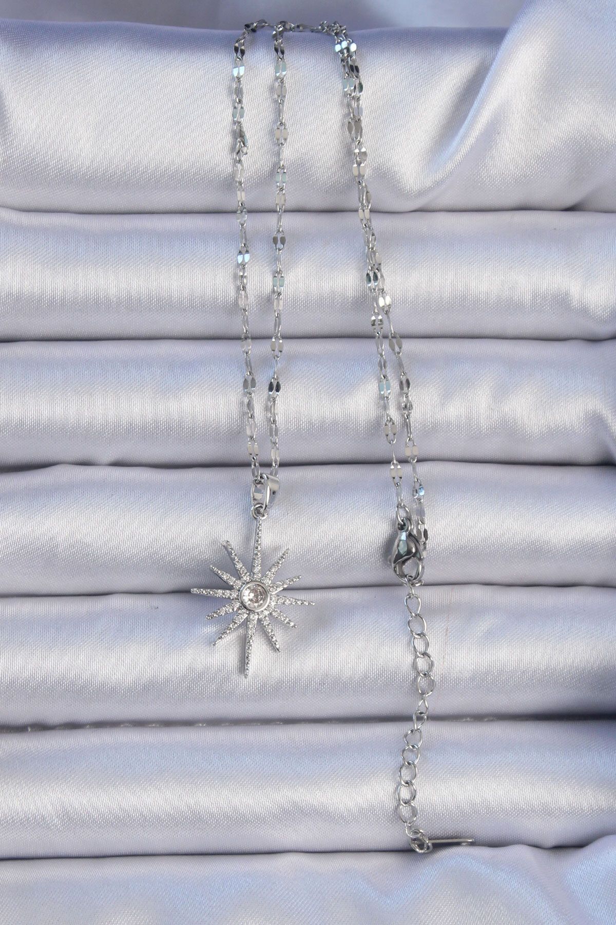 Skygo-Zircon Stone Silver Color 316L Chain Pole Star Necklace - Tj-Bko9064 2