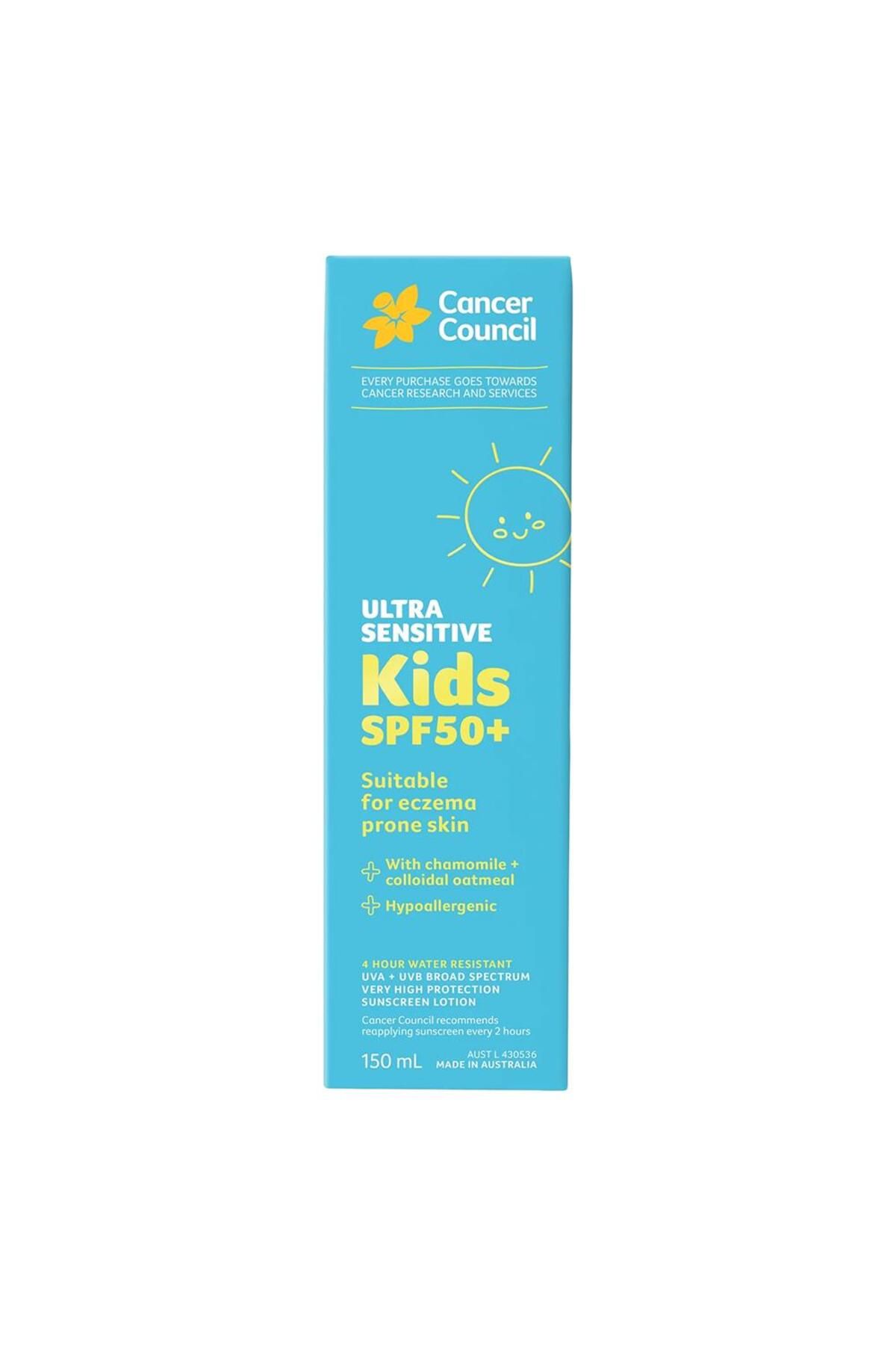 Cancer Council SPF50+ Ultra Sensitive Kids Sunscreen Çocuklar için Güneş Kremi 150ML