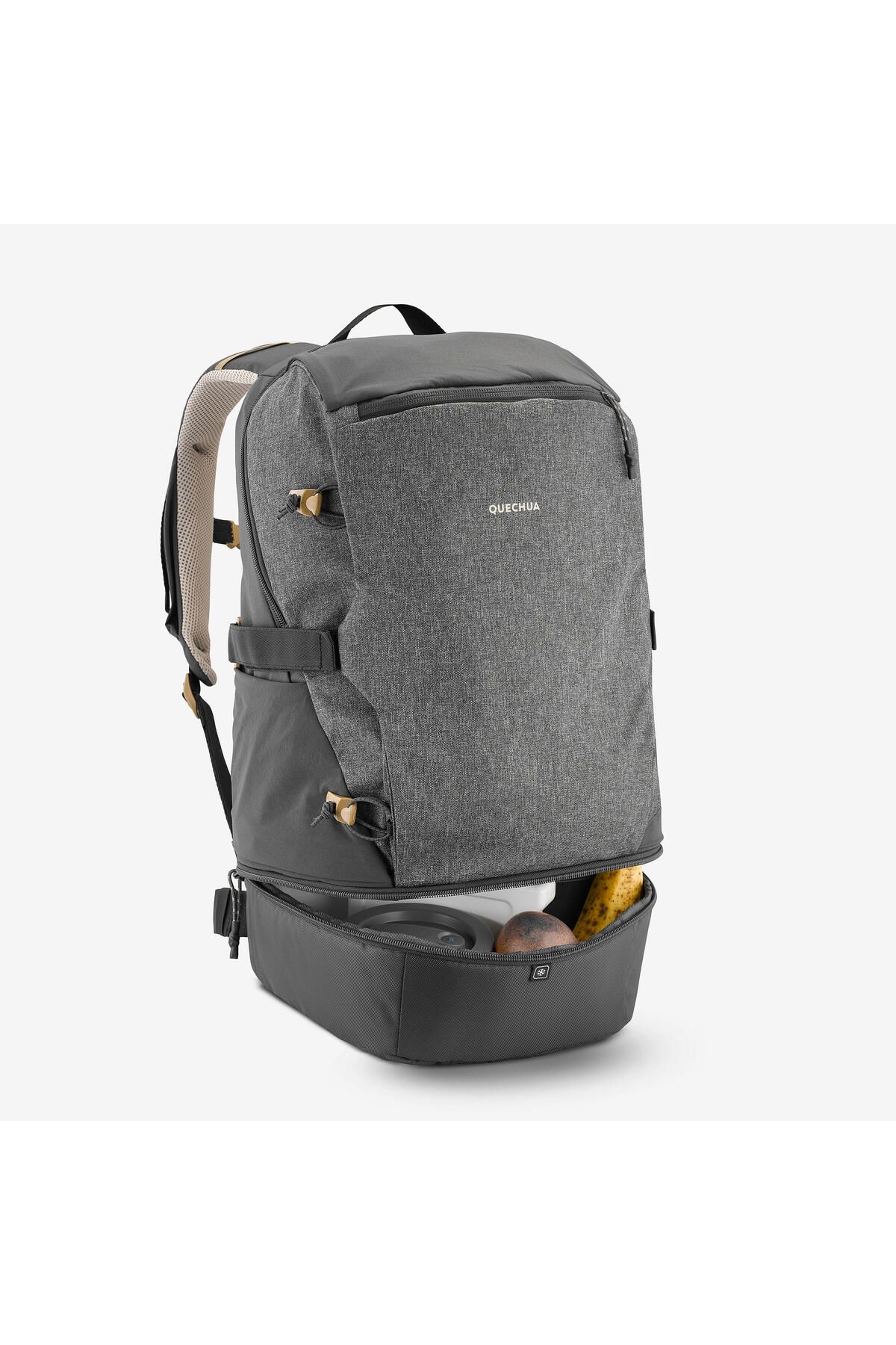 کوله پشتی خاکستری مردانه و زنانه عایق حرارتی در فضای باز 30 L NH 500 Decathlon