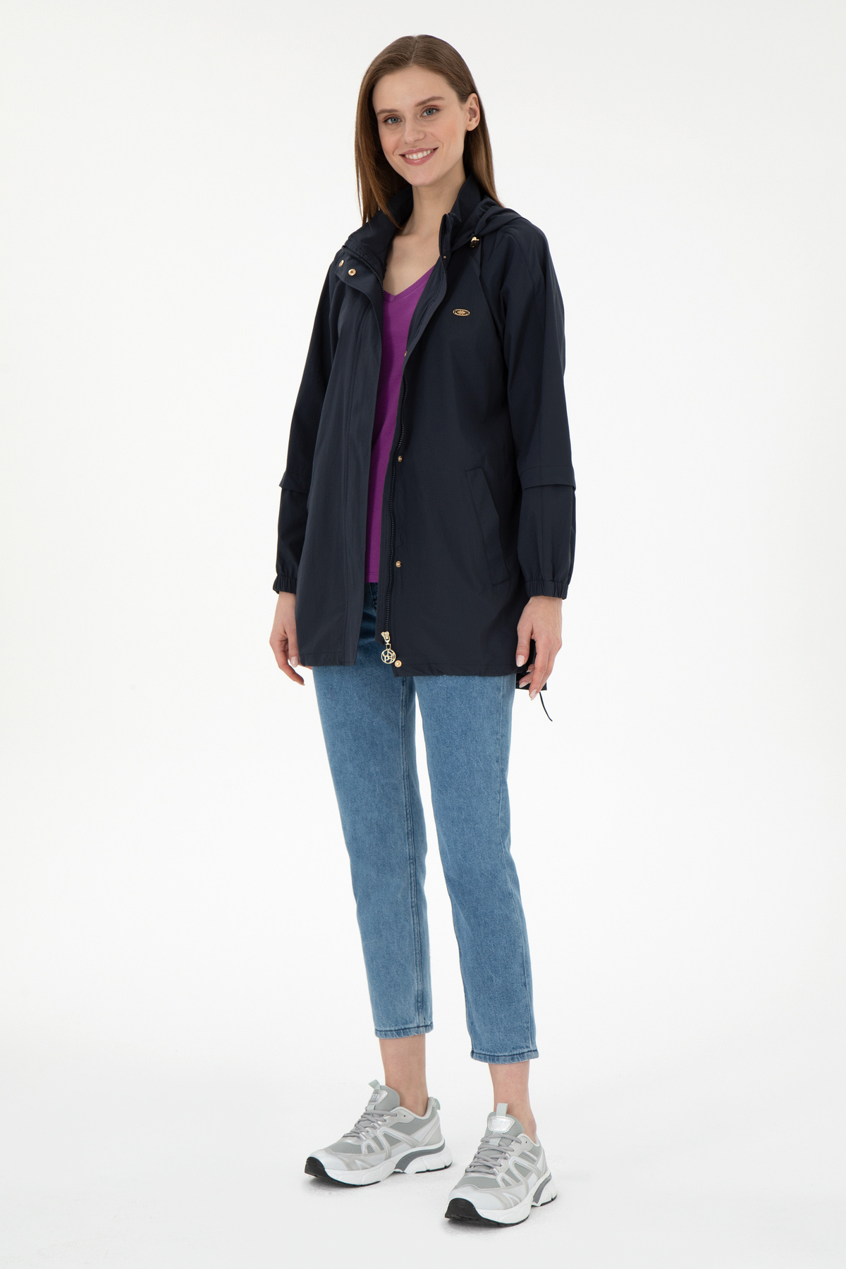 U.S. Polo Assn. Kadın Lacivert Trençkot 50297094-VR033 görsel 4