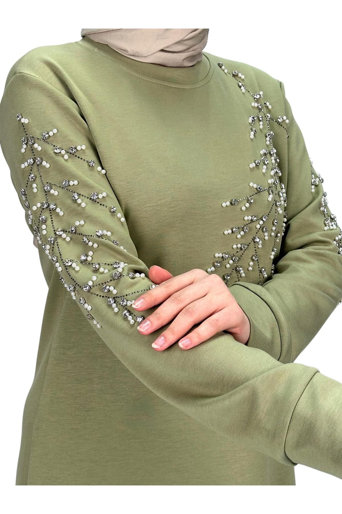 ottoman wear-Green Plus Size Spring Branch Tunic - Otw2124 4