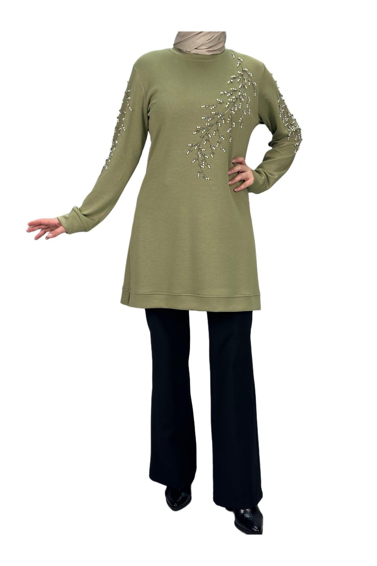 ottoman wear-Green Plus Size Spring Branch Tunic - Otw2124 2