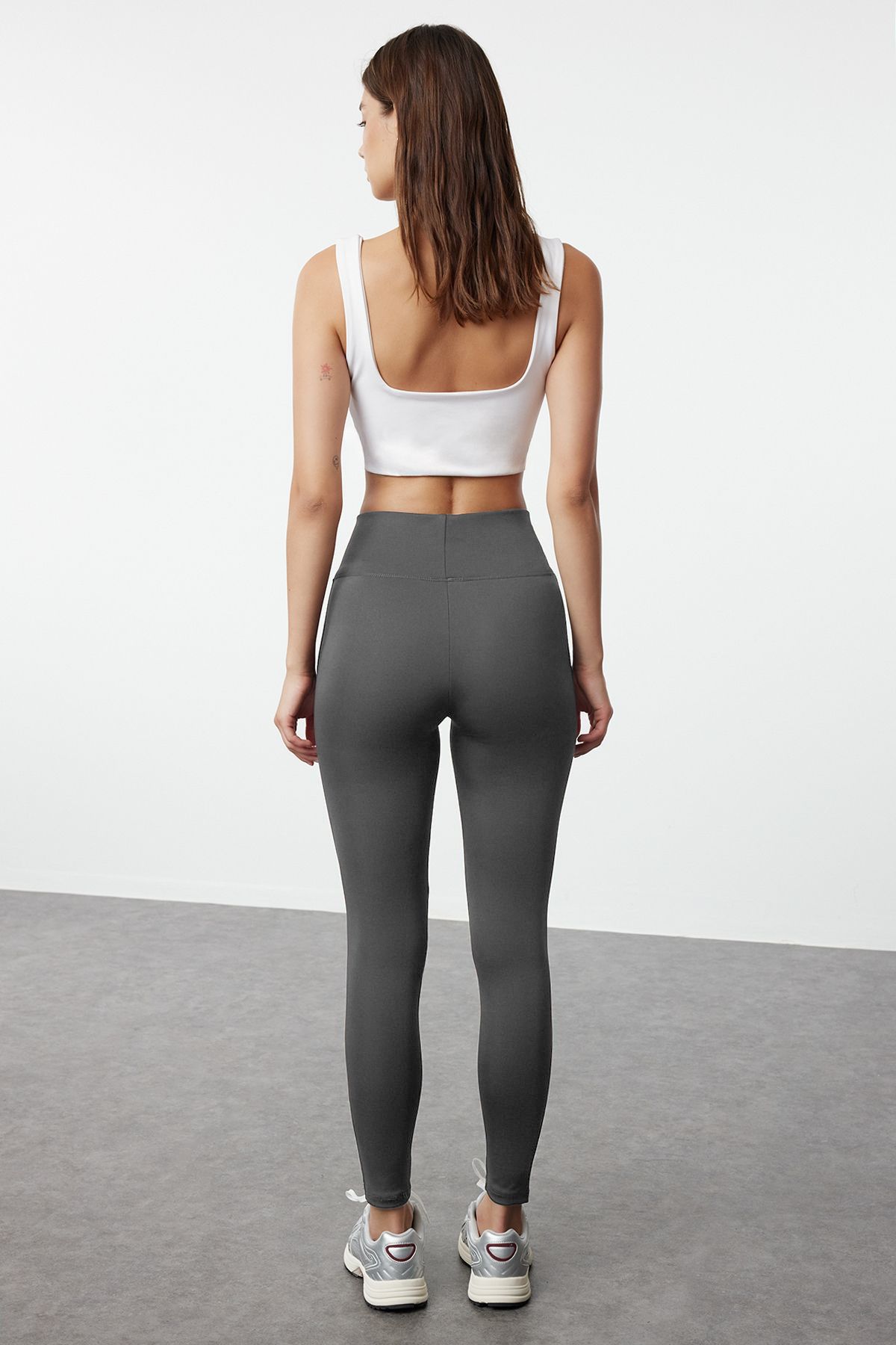 Trendyol Collection-Anthrazitfarbene gestrickte Sportstrumpfhose mit breiter Taille und extra Erholung in voller Länge TWOAW21TA0029 7