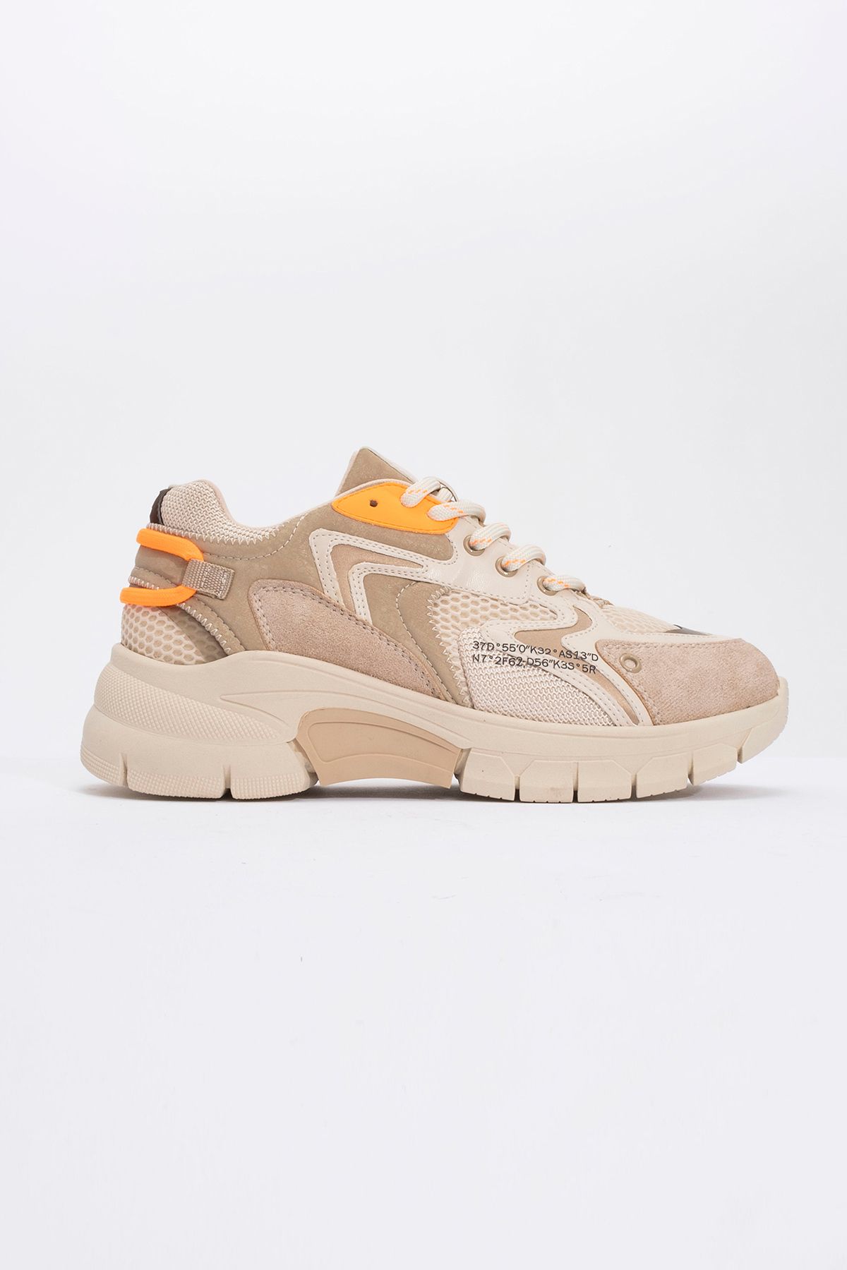 اسنیکر نارنجی زنانه Duja Beige Orange Multi Misle کفش ورزشی پایه ضخیم luvishoes