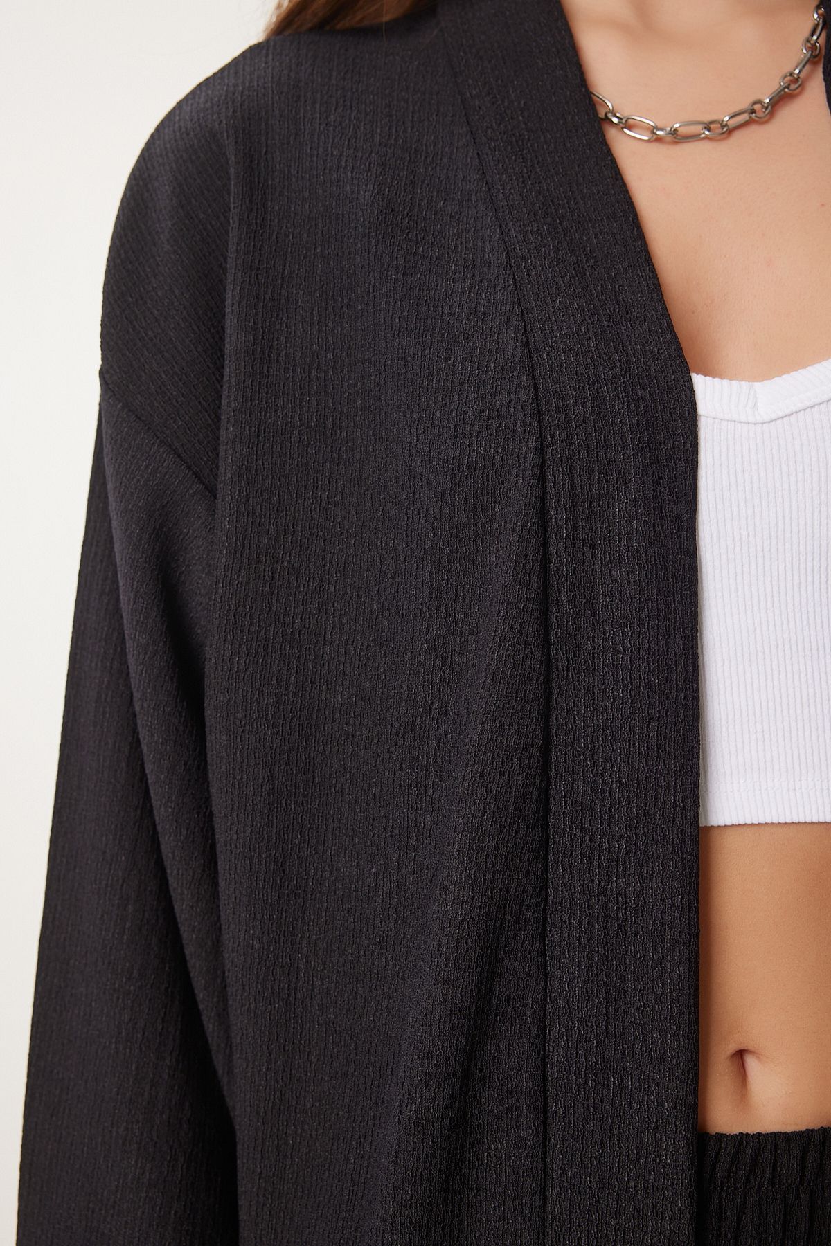 Happiness İstanbul-Schwarzes Strickset mit Kimonohose für Damen BY00050 4