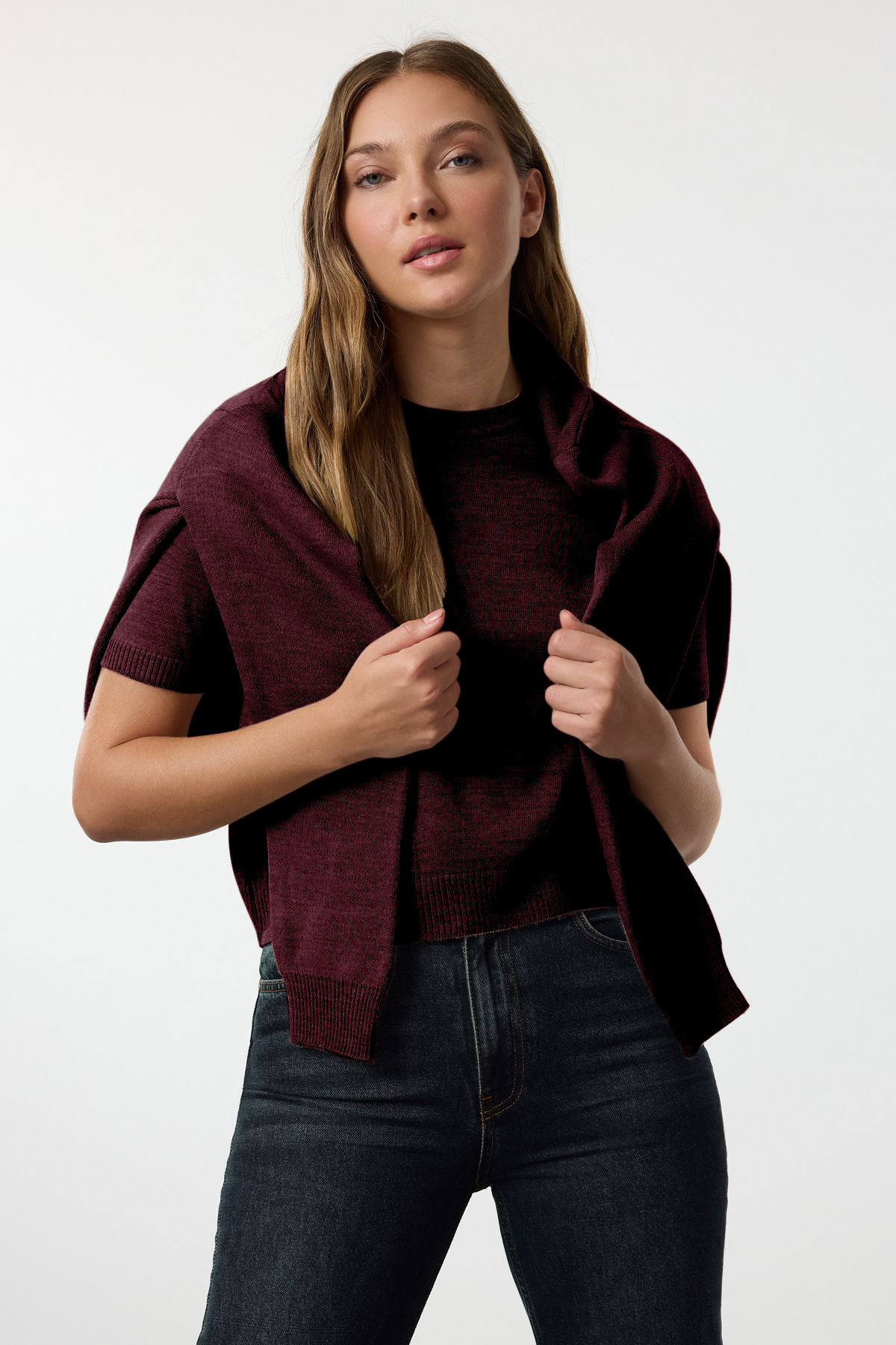 Trendyol Collection Claret Red Basic kardigán-blúz kötöttáru kardigán TWOAW25HI00216
